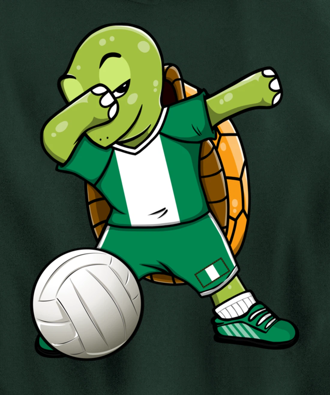 Dabbing Turtle Nigeria Volleyball Fans Jersey Nigerian Flag Pullover Hoodie
