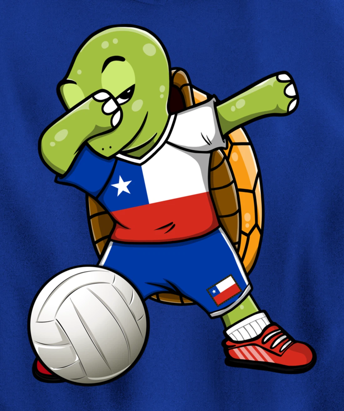 Dabbing Turtle Chile Volleyball Fans Jersey Chilean Flag Pullover Hoodie