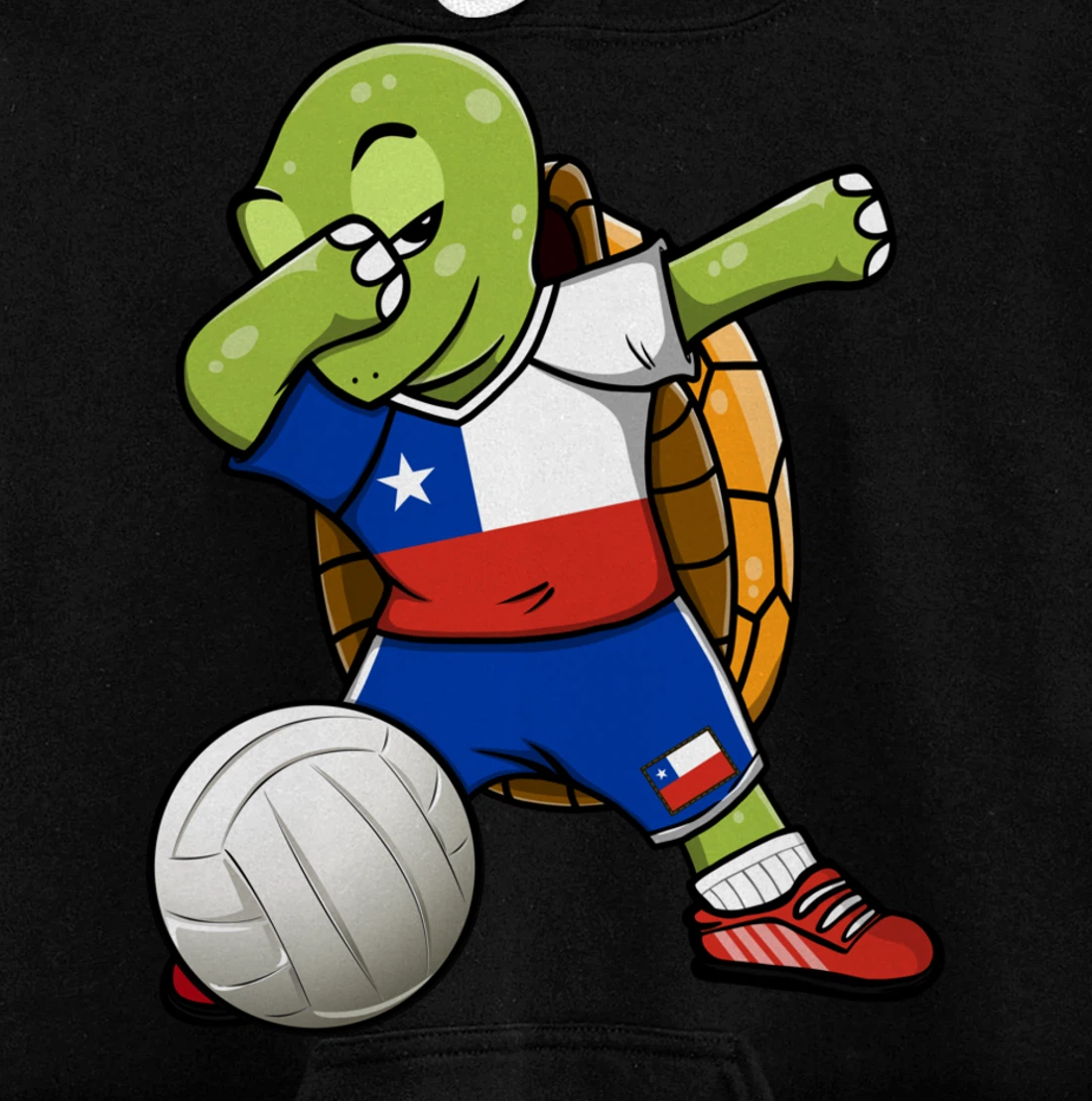 Dabbing Turtle Chile Volleyball Fans Jersey Chilean Flag Pullover Hoodie