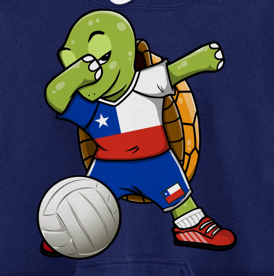 Dabbing Turtle Chile Volleyball Fans Jersey Chilean Flag Pullover Hoodie