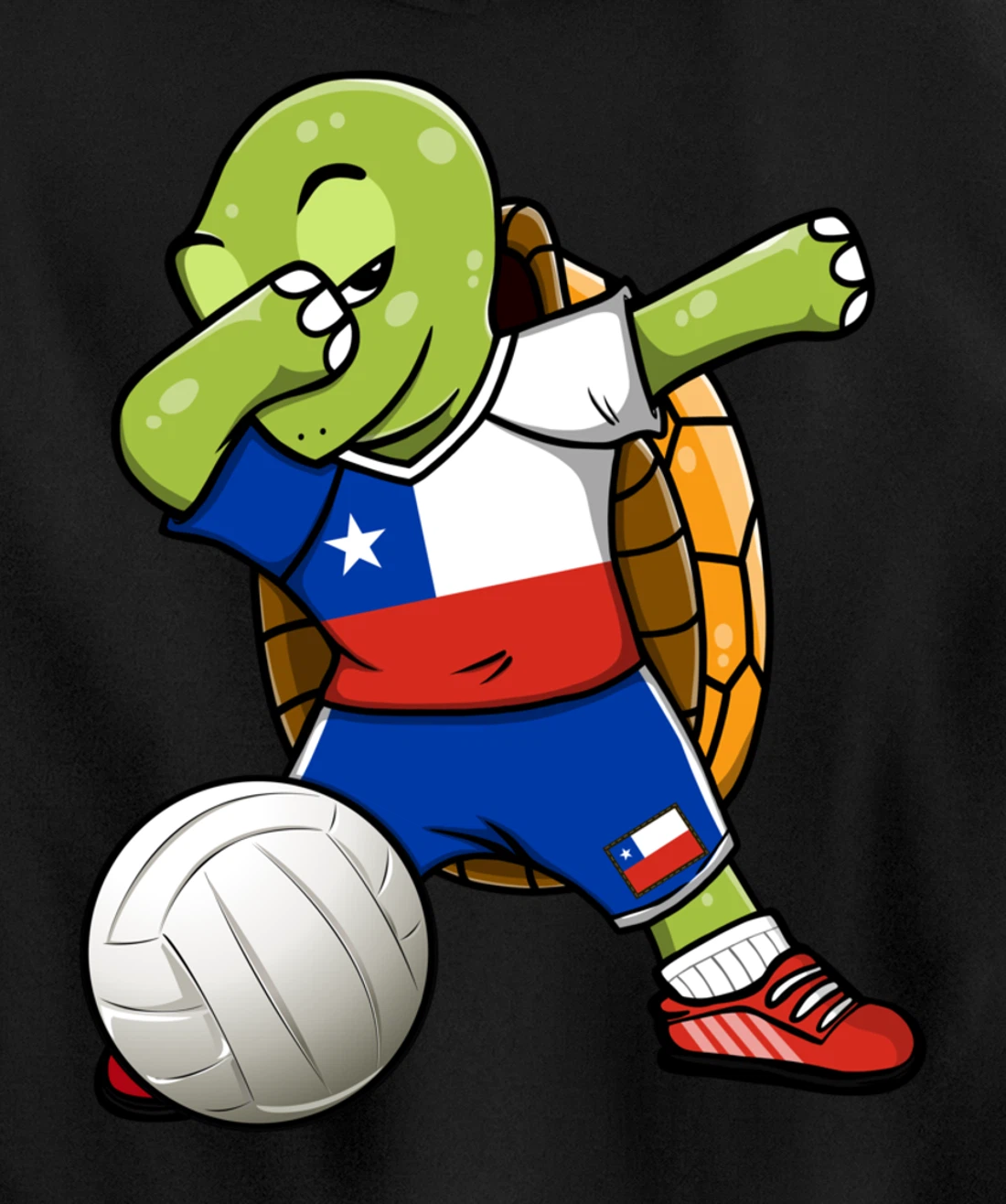 Dabbing Turtle Chile Volleyball Fans Jersey Chilean Flag Pullover Hoodie