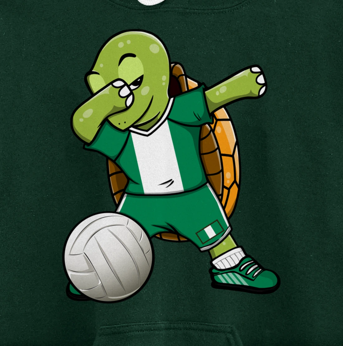 Dabbing Turtle Nigeria Volleyball Fans Jersey Nigerian Flag Pullover Hoodie