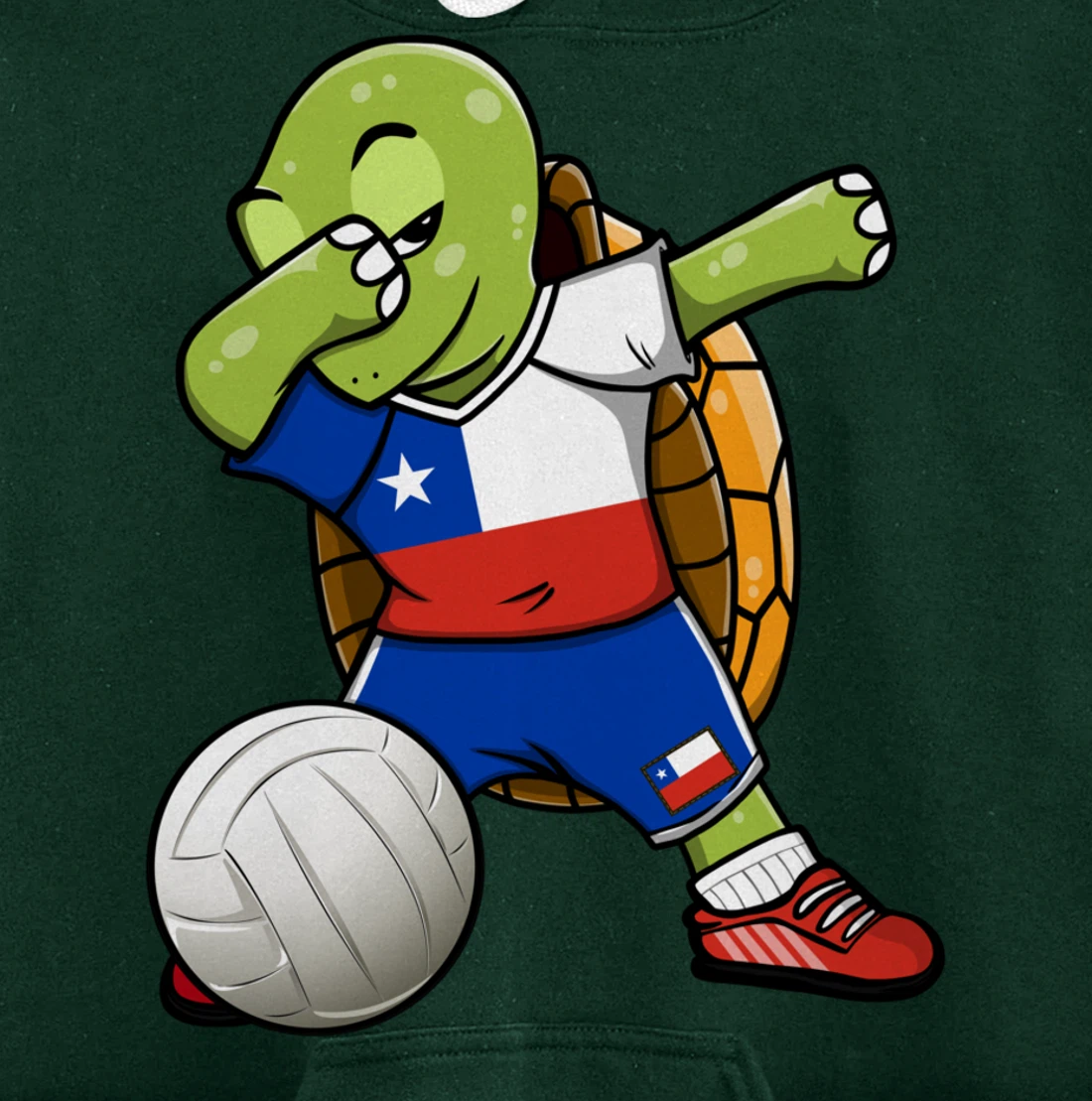 Dabbing Turtle Chile Volleyball Fans Jersey Chilean Flag Pullover Hoodie