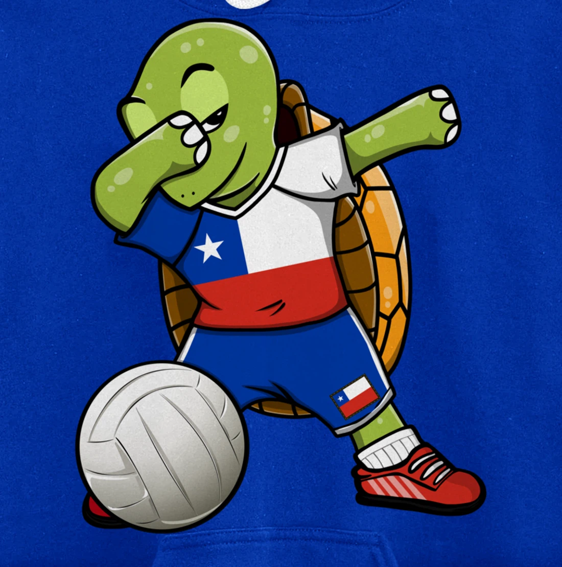 Dabbing Turtle Chile Volleyball Fans Jersey Chilean Flag Pullover Hoodie