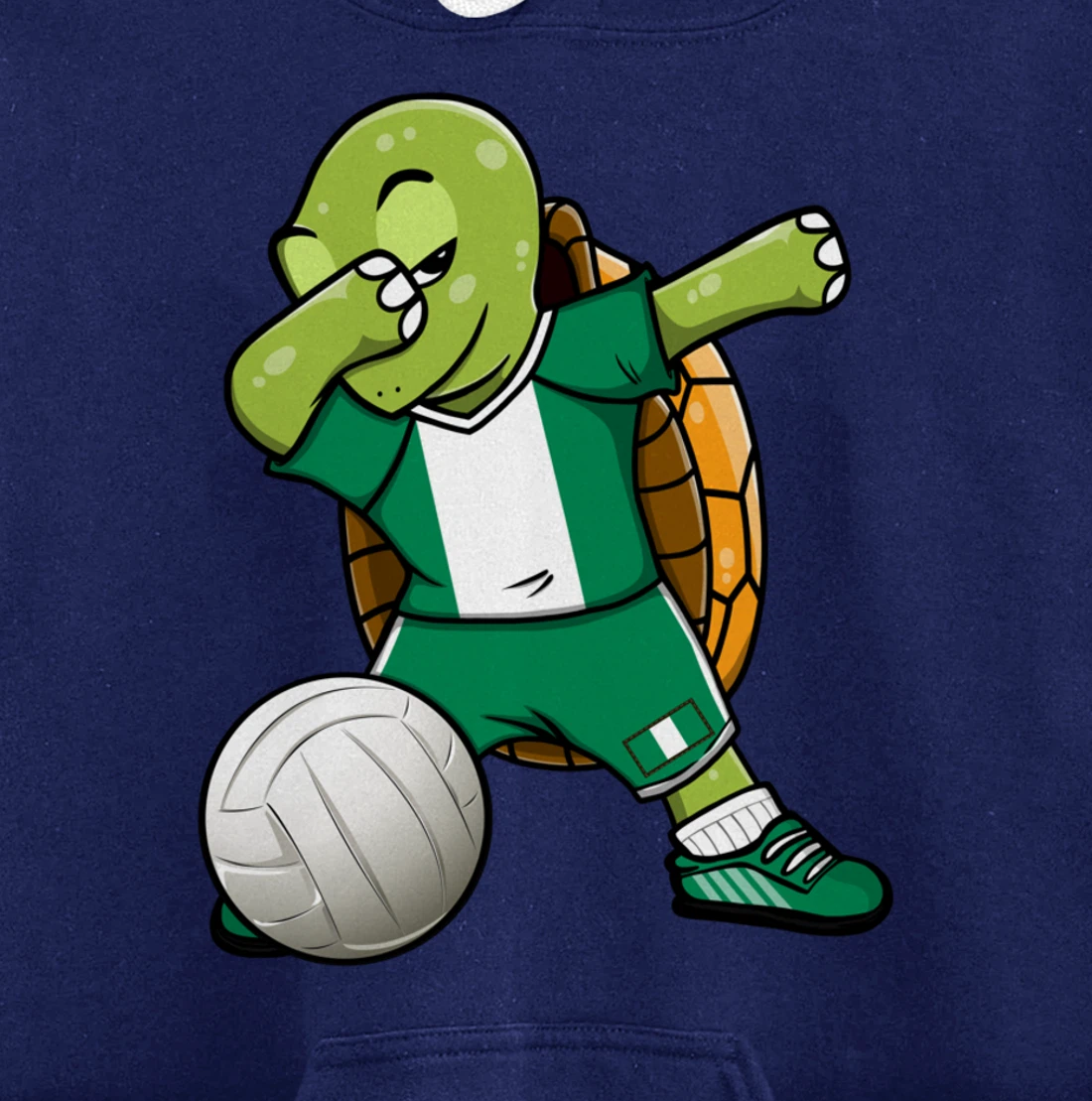 Dabbing Turtle Nigeria Volleyball Fans Jersey Nigerian Flag Pullover Hoodie