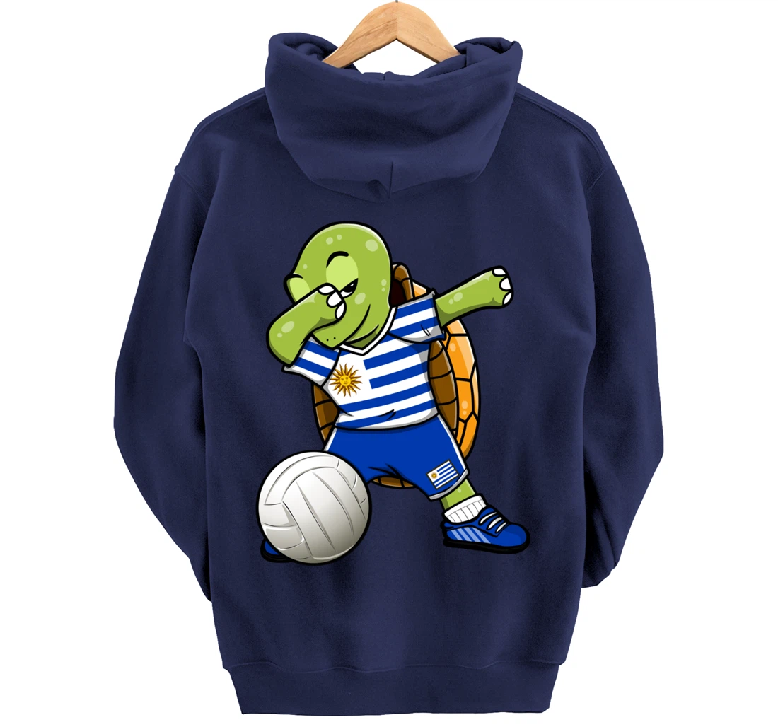 Dabbing Turtle Uruguay Volleyball Fans Jersey Uruguayan Flag Pullover Hoodie