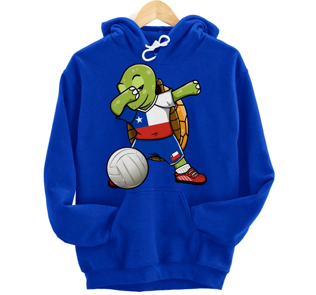 Dabbing Turtle Chile Volleyball Fans Jersey Chilean Flag Pullover Hoodie