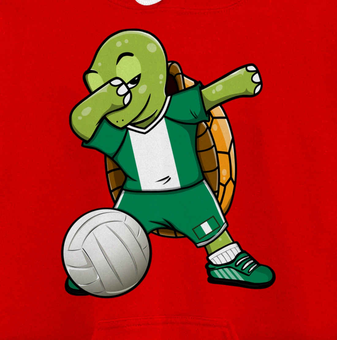 Dabbing Turtle Nigeria Volleyball Fans Jersey Nigerian Flag Pullover Hoodie