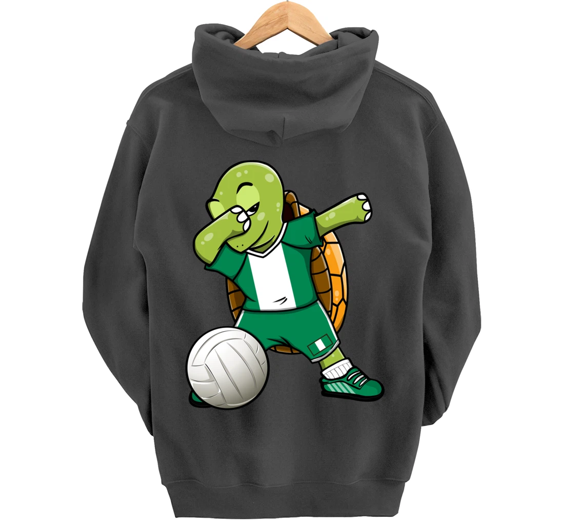 Dabbing Turtle Nigeria Volleyball Fans Jersey Nigerian Flag Pullover Hoodie