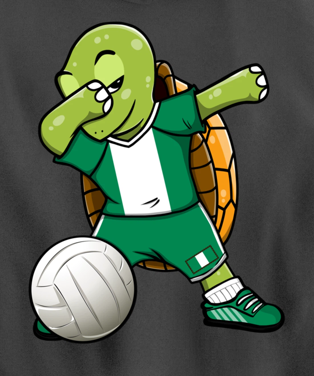 Dabbing Turtle Nigeria Volleyball Fans Jersey Nigerian Flag Pullover Hoodie