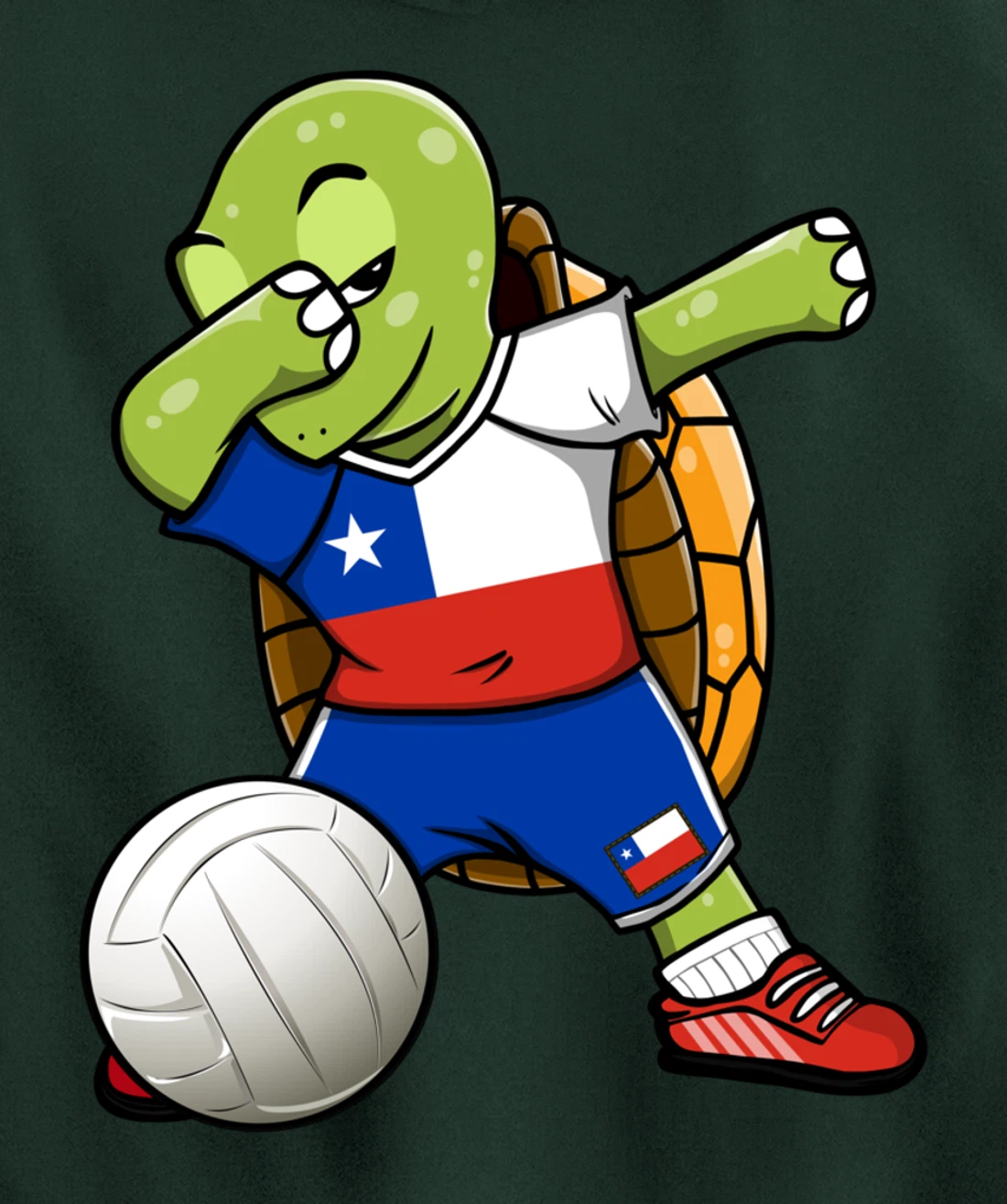 Dabbing Turtle Chile Volleyball Fans Jersey Chilean Flag Pullover Hoodie