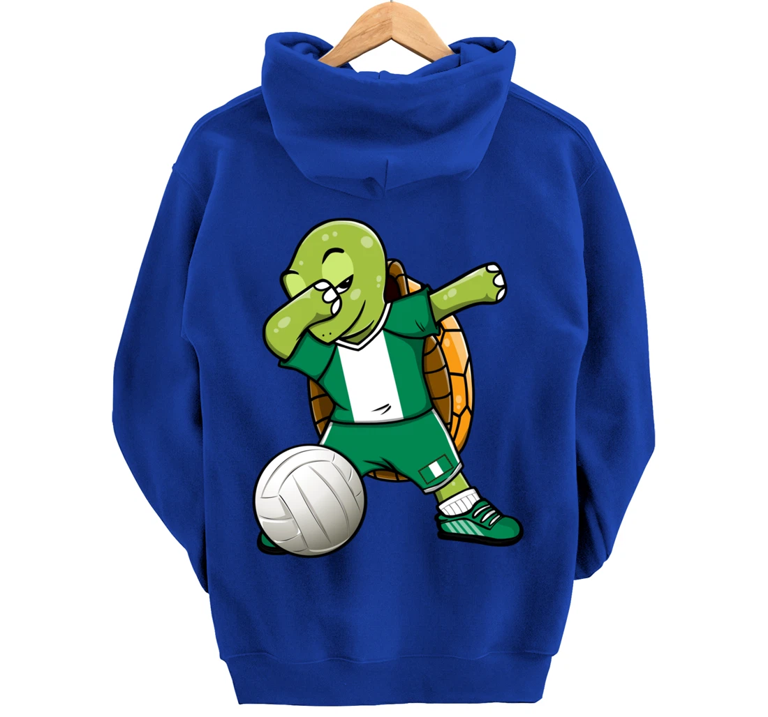 Dabbing Turtle Nigeria Volleyball Fans Jersey Nigerian Flag Pullover Hoodie