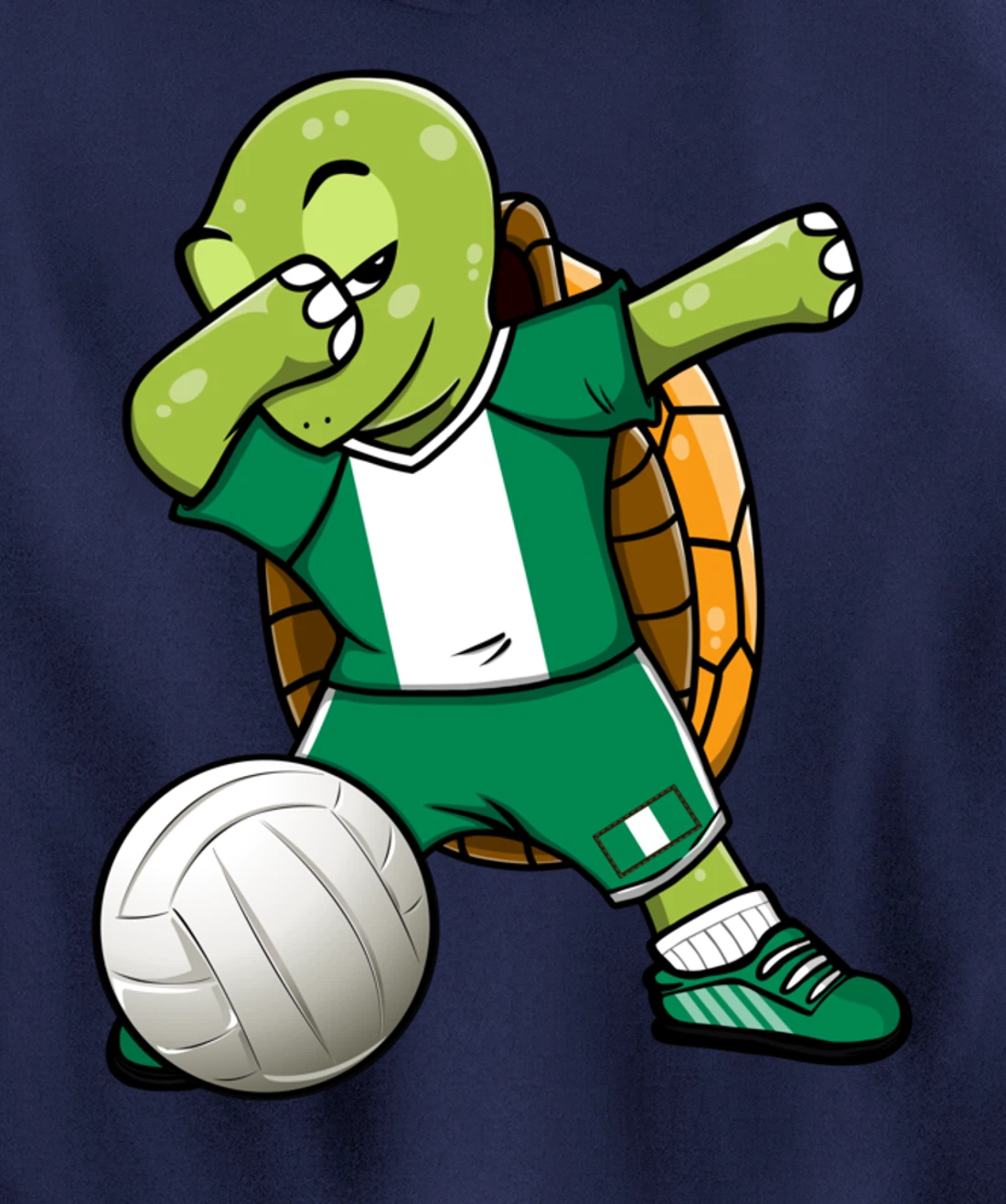 Dabbing Turtle Nigeria Volleyball Fans Jersey Nigerian Flag Pullover Hoodie