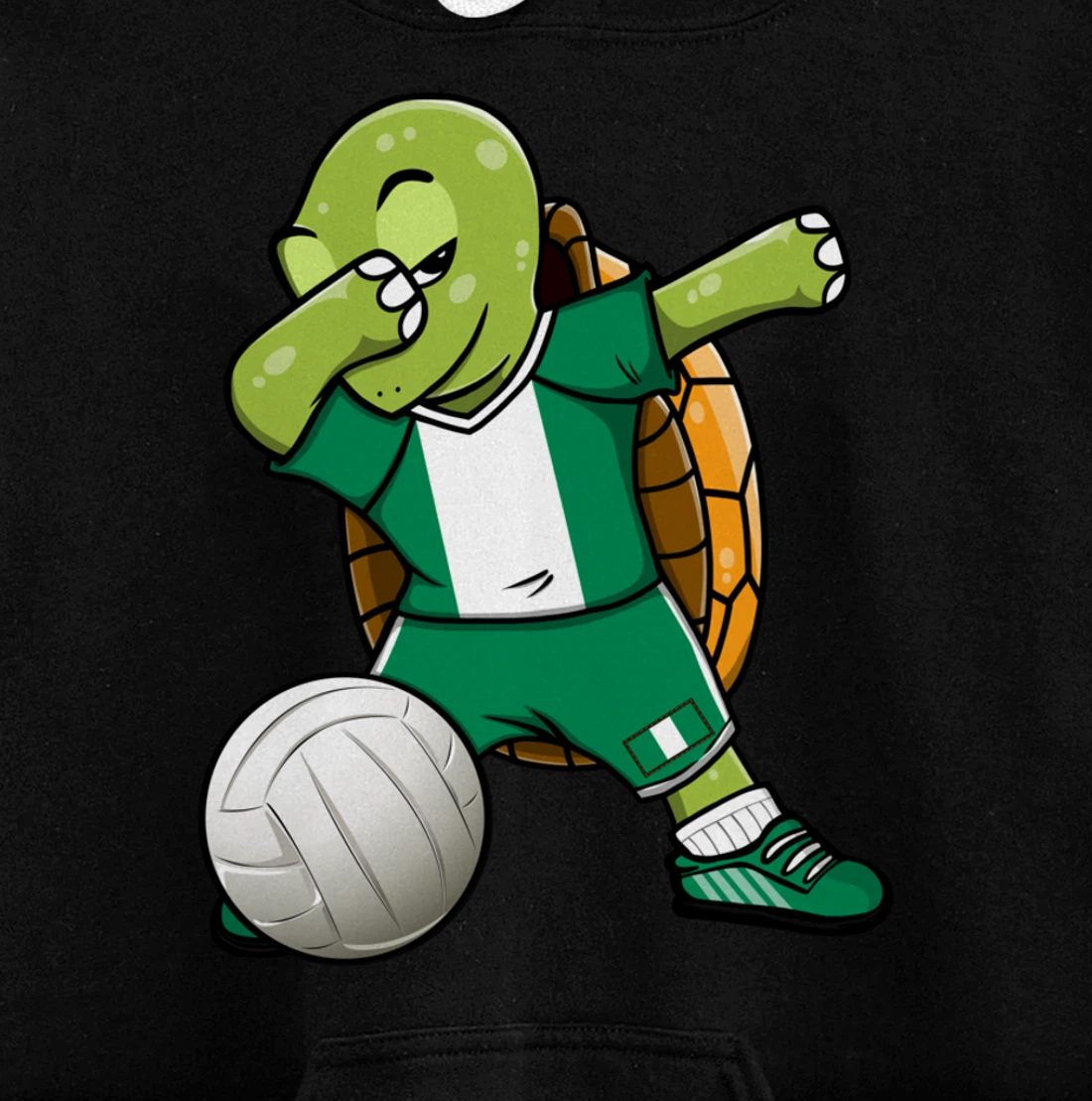 Dabbing Turtle Nigeria Volleyball Fans Jersey Nigerian Flag Pullover Hoodie