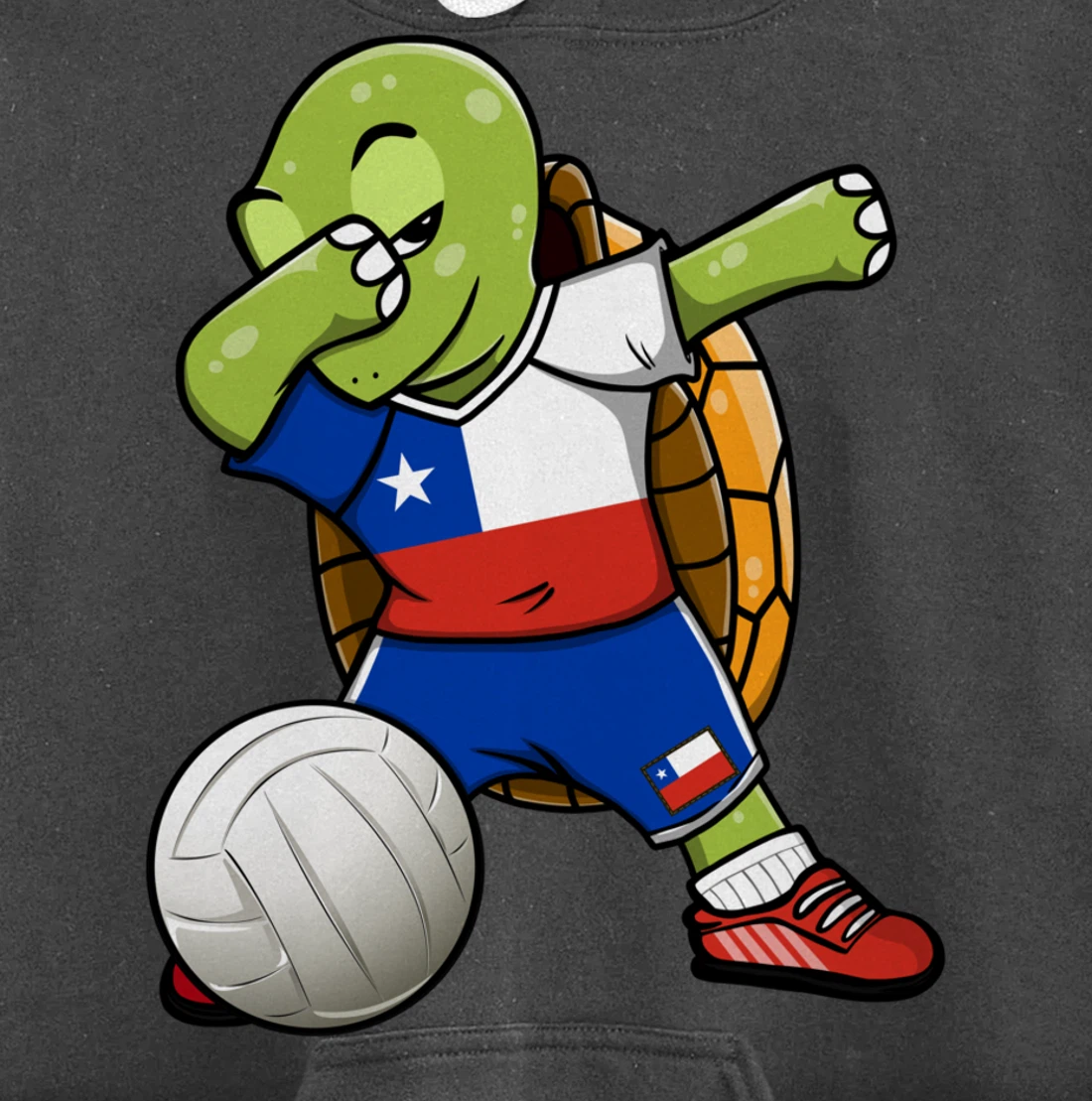 Dabbing Turtle Chile Volleyball Fans Jersey Chilean Flag Pullover Hoodie
