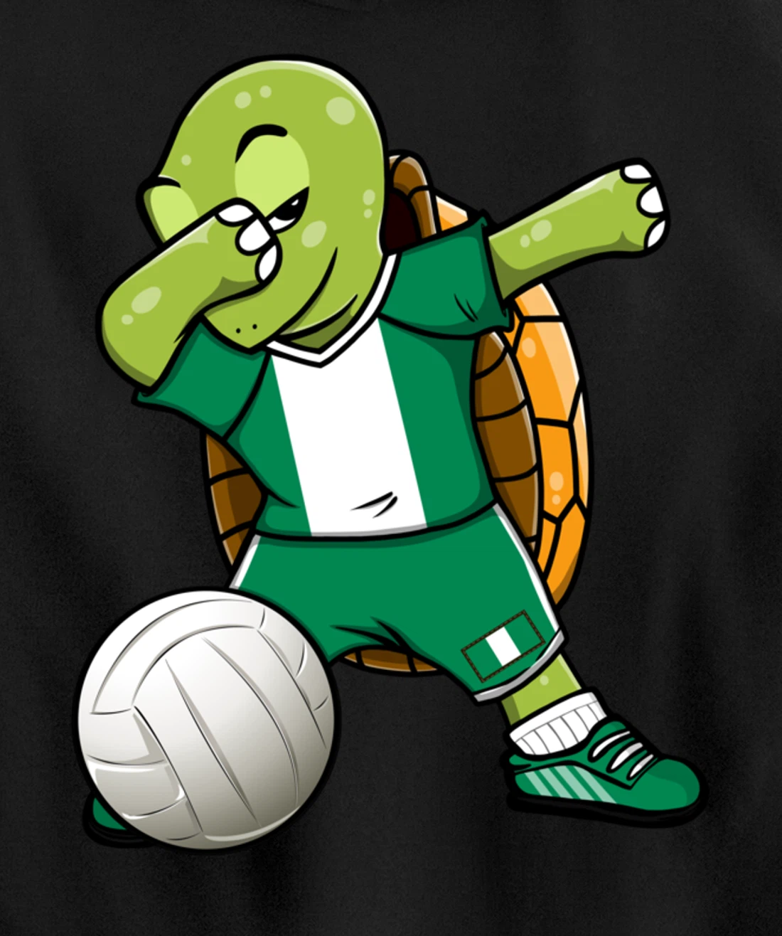 Dabbing Turtle Nigeria Volleyball Fans Jersey Nigerian Flag Pullover Hoodie