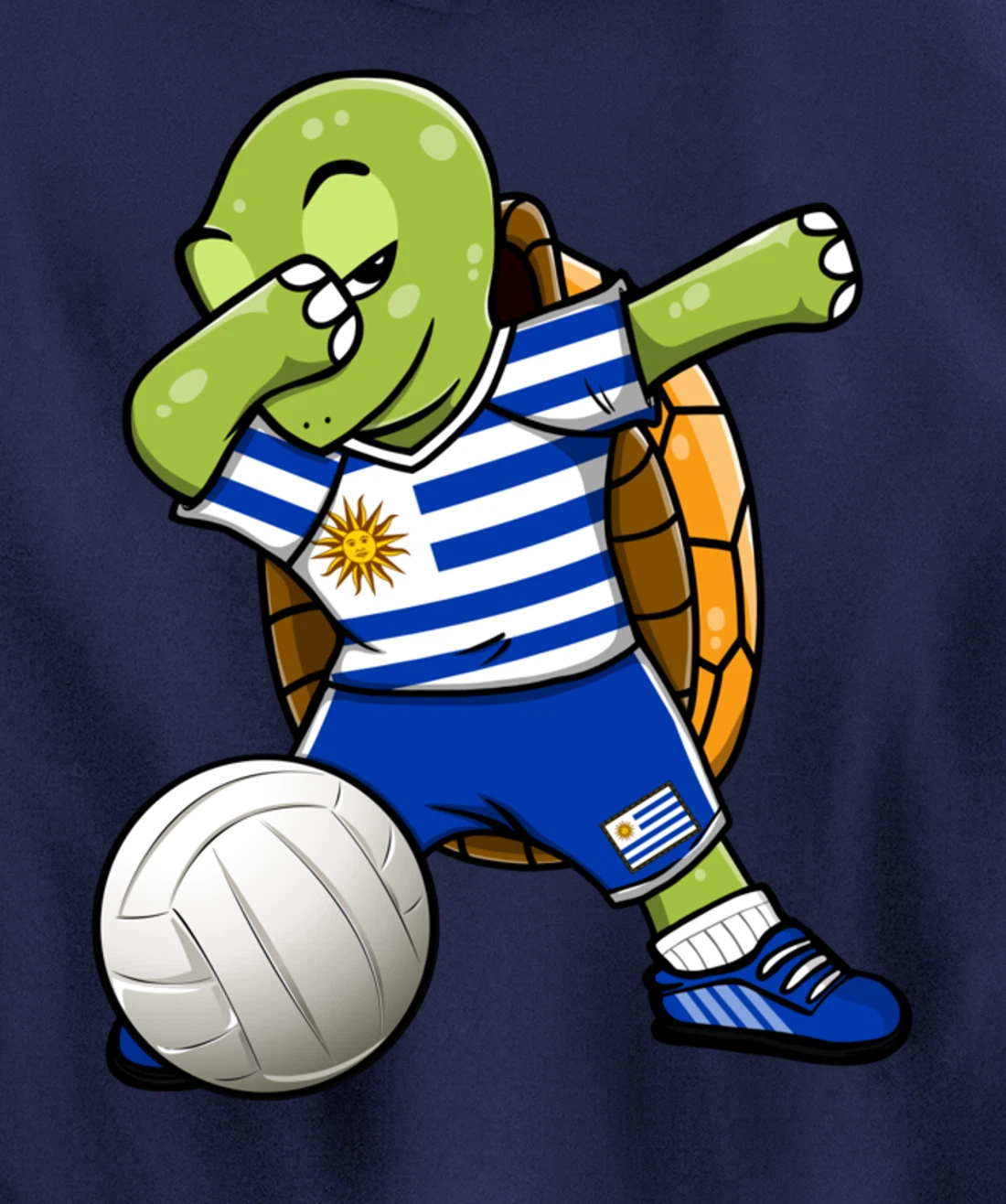 Dabbing Turtle Uruguay Volleyball Fans Jersey Uruguayan Flag Pullover Hoodie