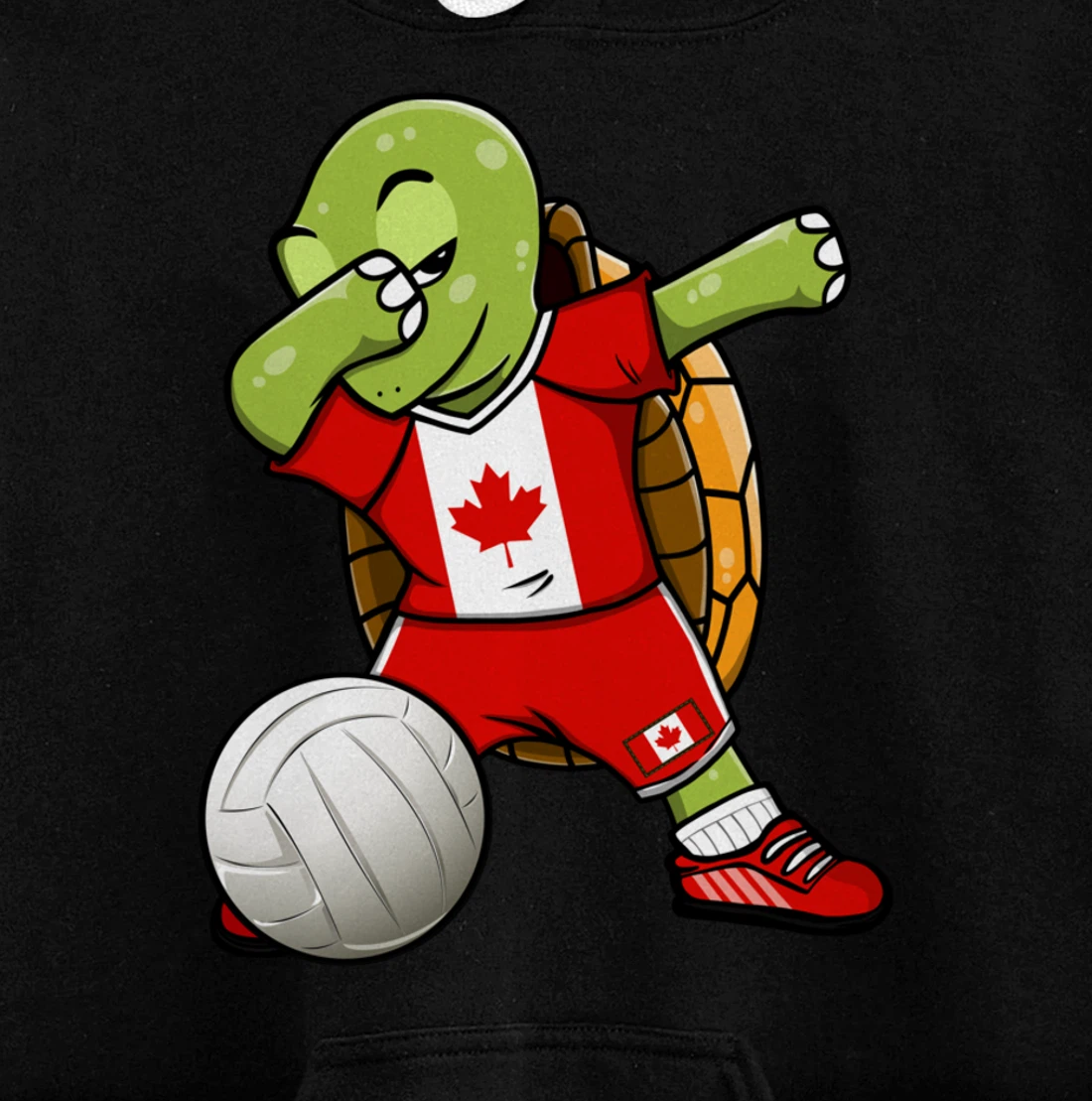 Dabbing Turtle Canada Volleyball Fans Jersey Canadian Flag Pullover Hoodie