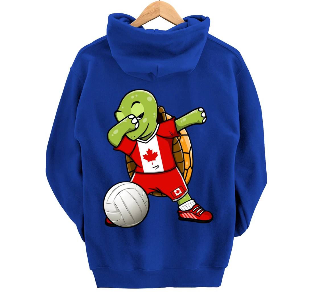Dabbing Turtle Canada Volleyball Fans Jersey Canadian Flag Pullover Hoodie