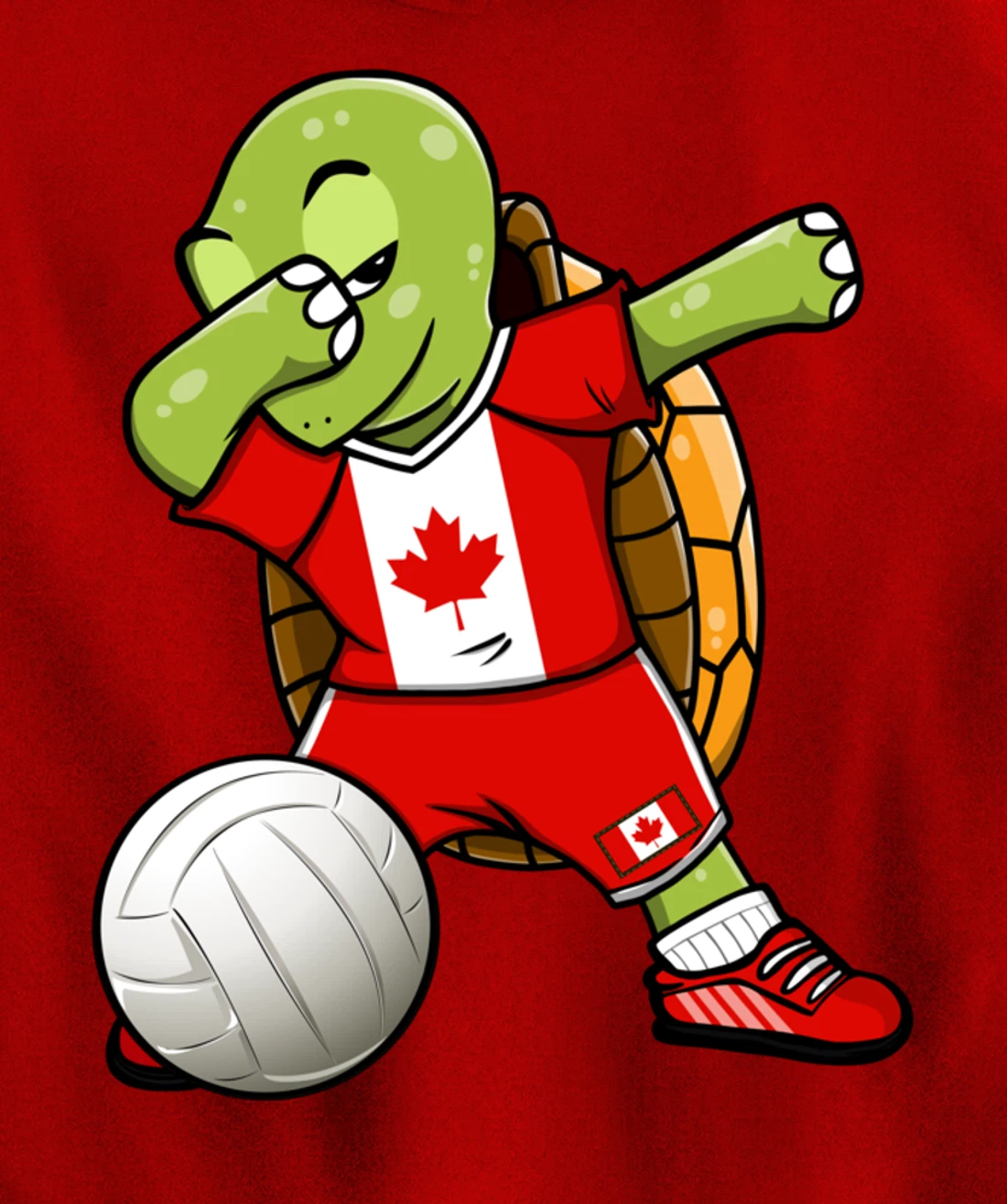 Dabbing Turtle Canada Volleyball Fans Jersey Canadian Flag Pullover Hoodie