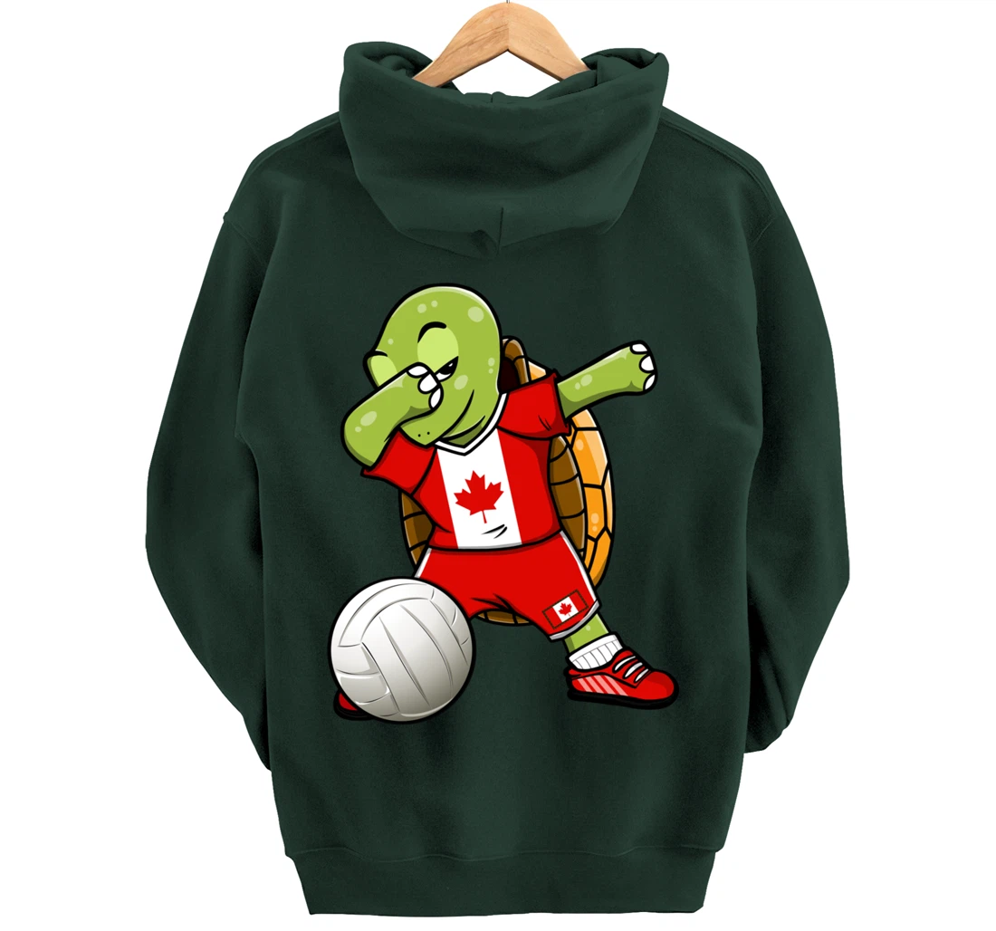 Dabbing Turtle Canada Volleyball Fans Jersey Canadian Flag Pullover Hoodie