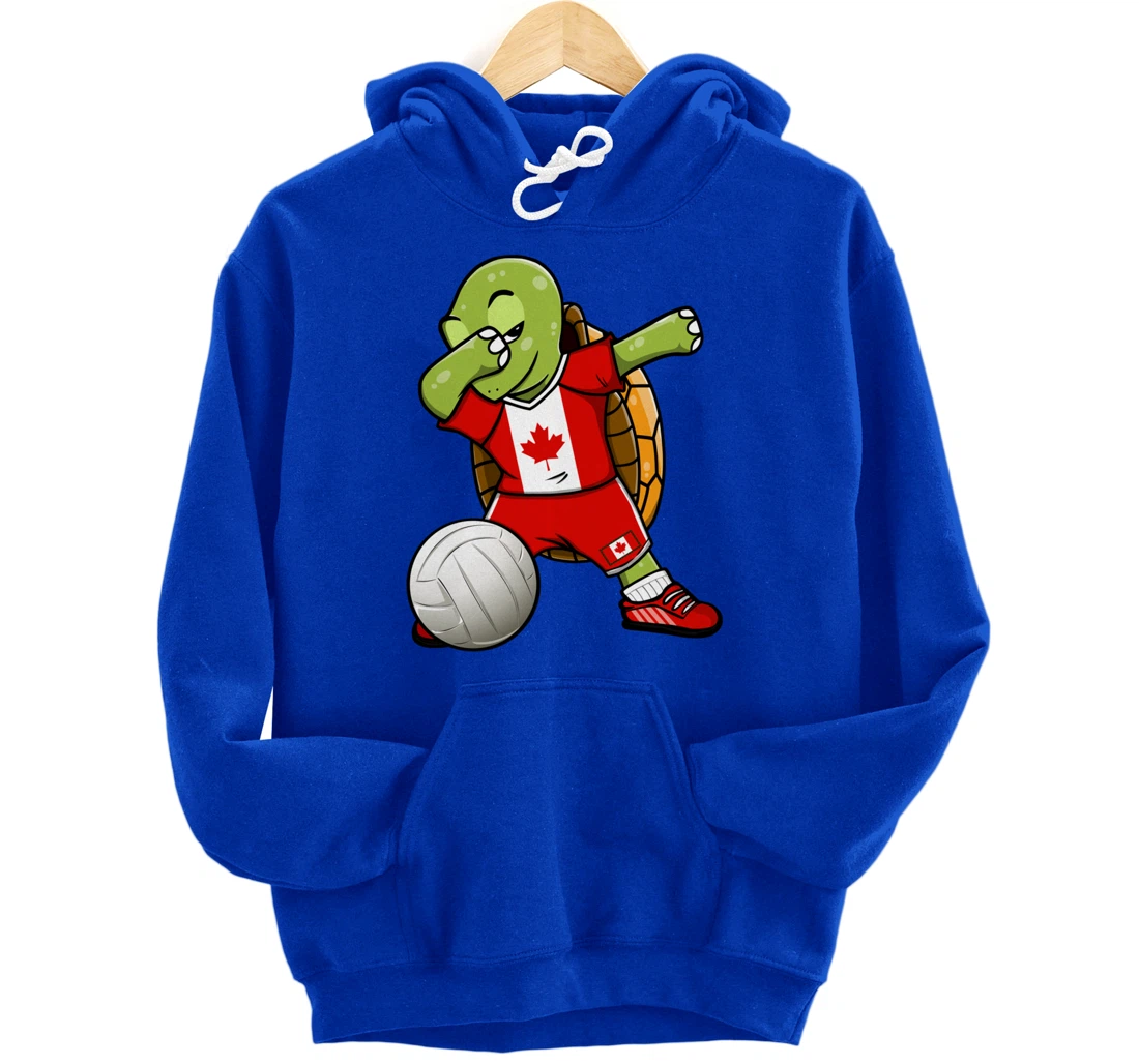 Dabbing Turtle Canada Volleyball Fans Jersey Canadian Flag Pullover Hoodie