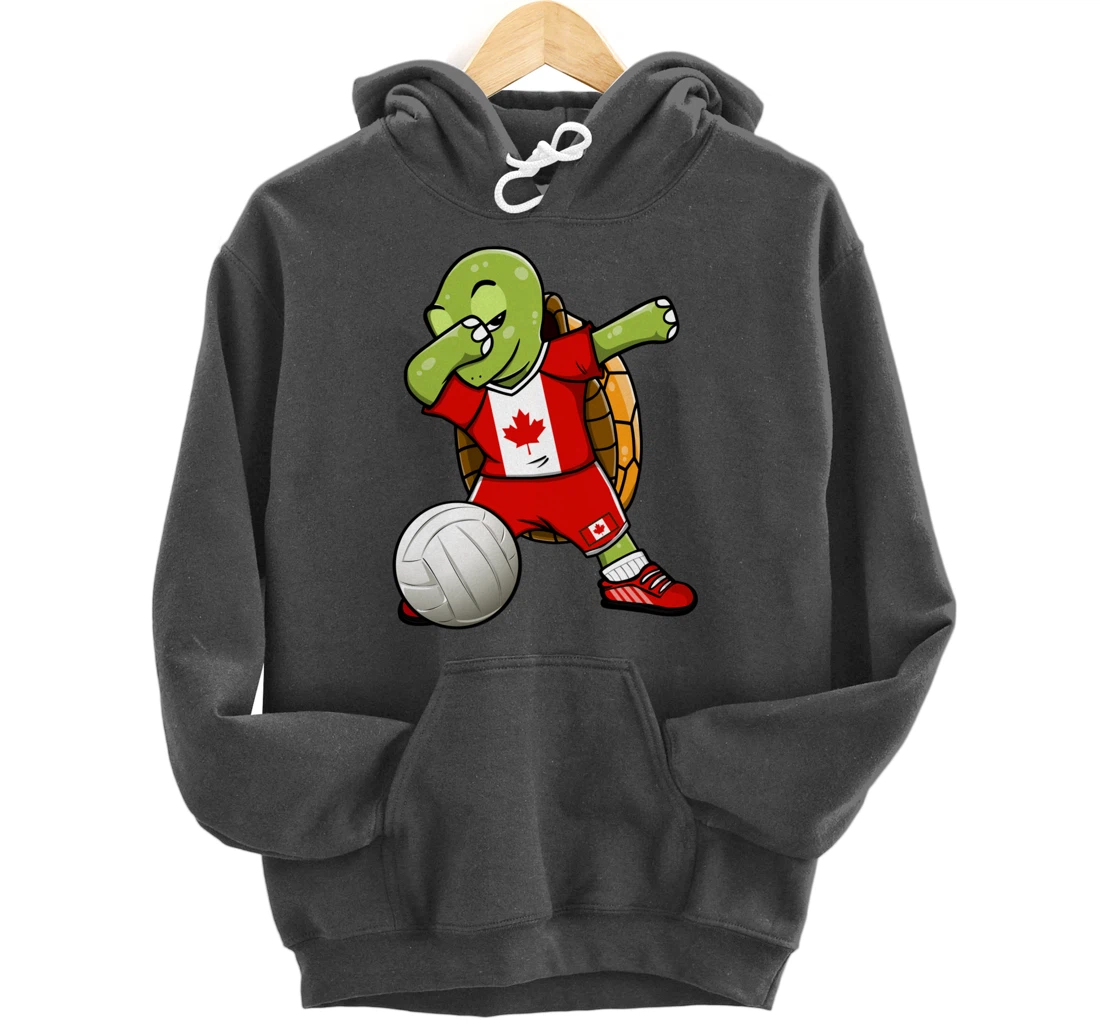 Dabbing Turtle Canada Volleyball Fans Jersey Canadian Flag Pullover Hoodie