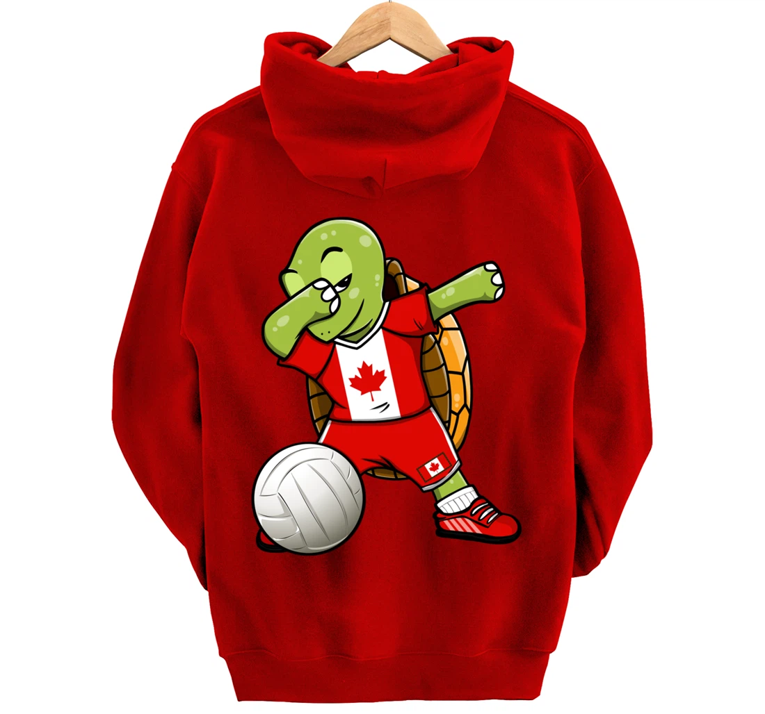 Dabbing Turtle Canada Volleyball Fans Jersey Canadian Flag Pullover Hoodie
