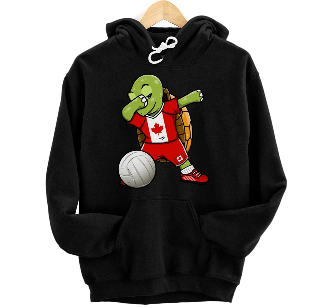 Dabbing Turtle Canada Volleyball Fans Jersey Canadian Flag Pullover Hoodie