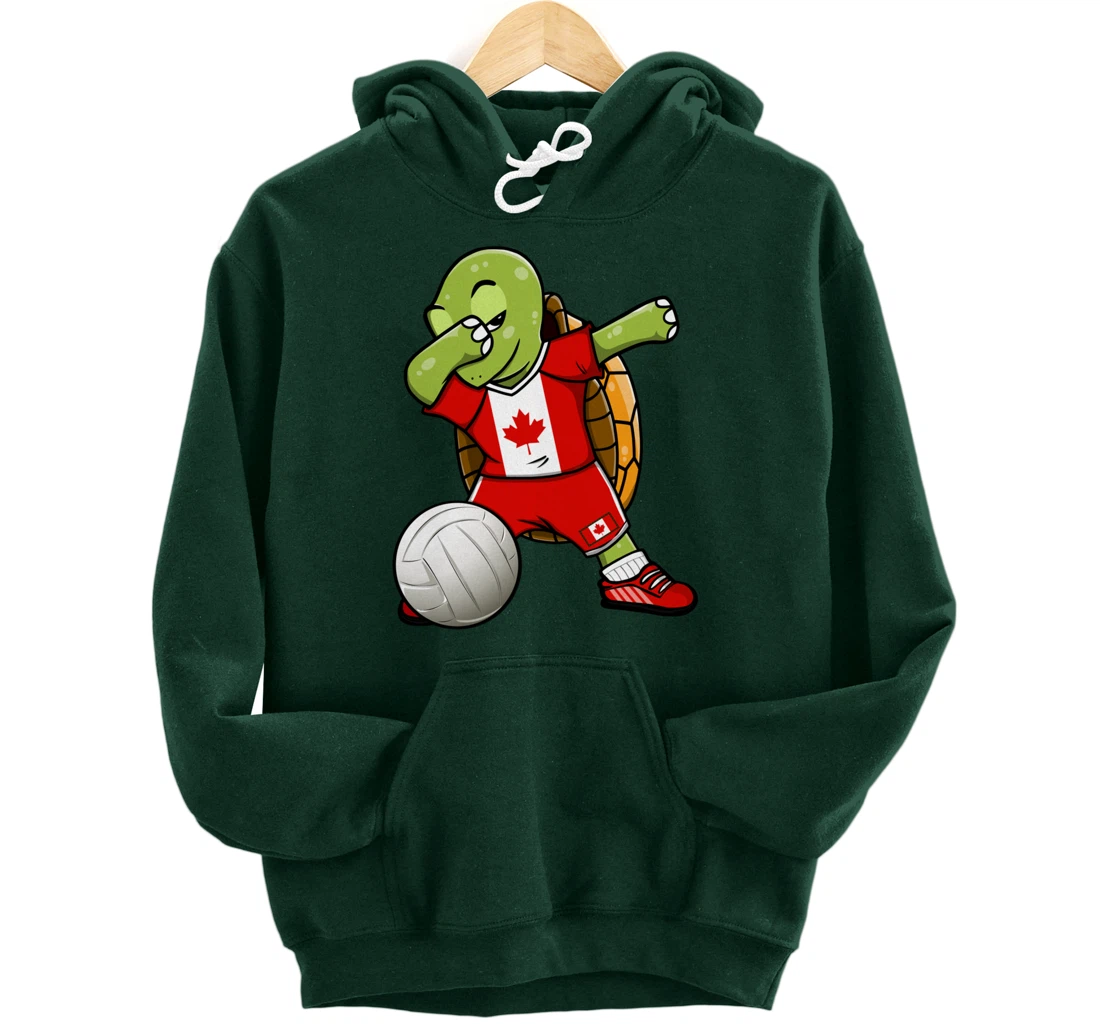 Dabbing Turtle Canada Volleyball Fans Jersey Canadian Flag Pullover Hoodie