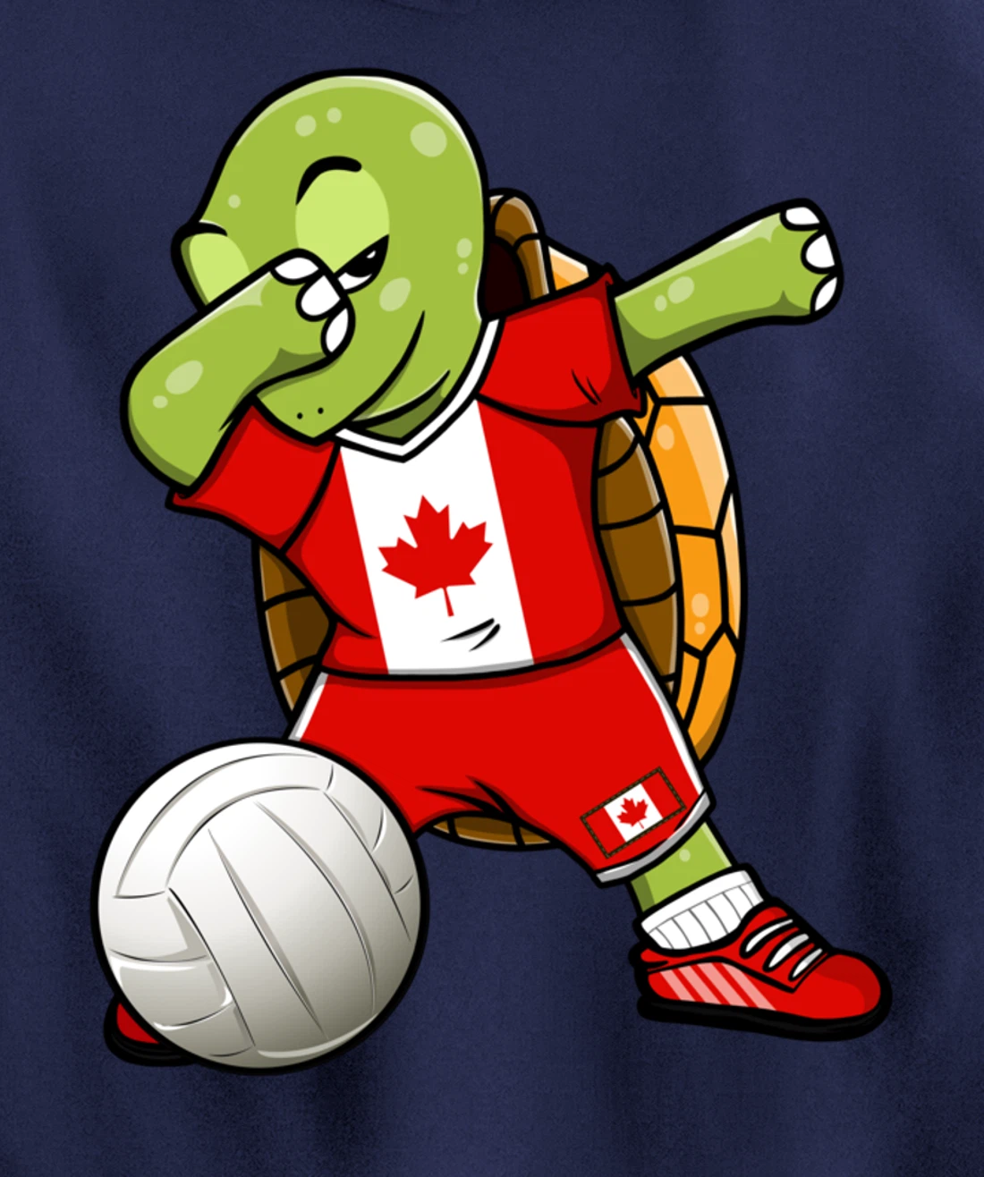 Dabbing Turtle Canada Volleyball Fans Jersey Canadian Flag Pullover Hoodie