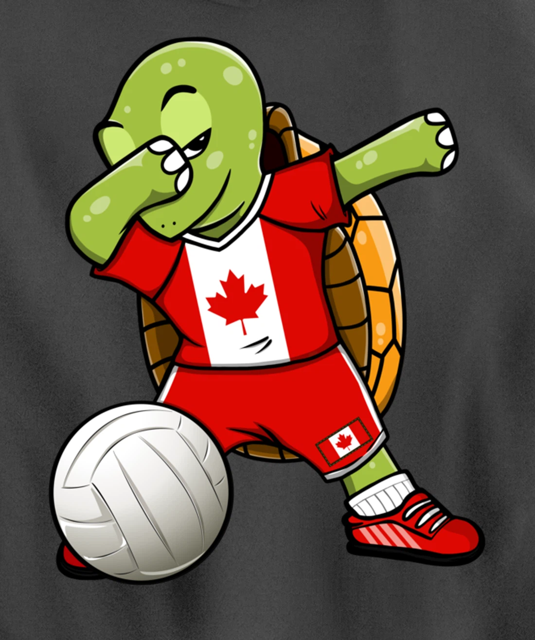 Dabbing Turtle Canada Volleyball Fans Jersey Canadian Flag Pullover Hoodie