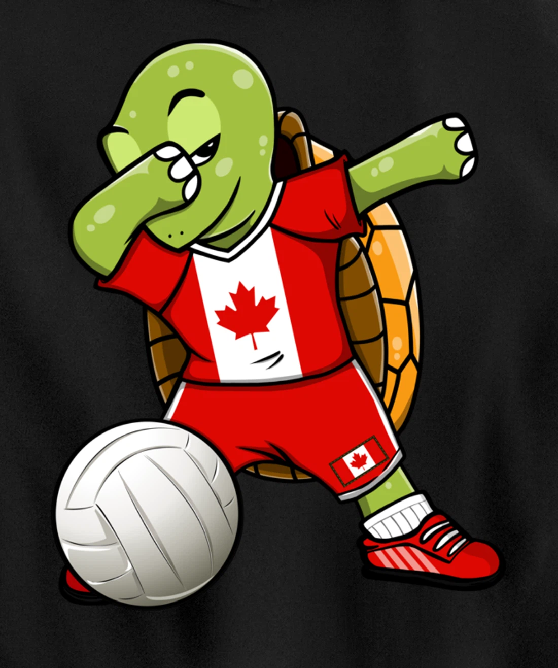 Dabbing Turtle Canada Volleyball Fans Jersey Canadian Flag Pullover Hoodie