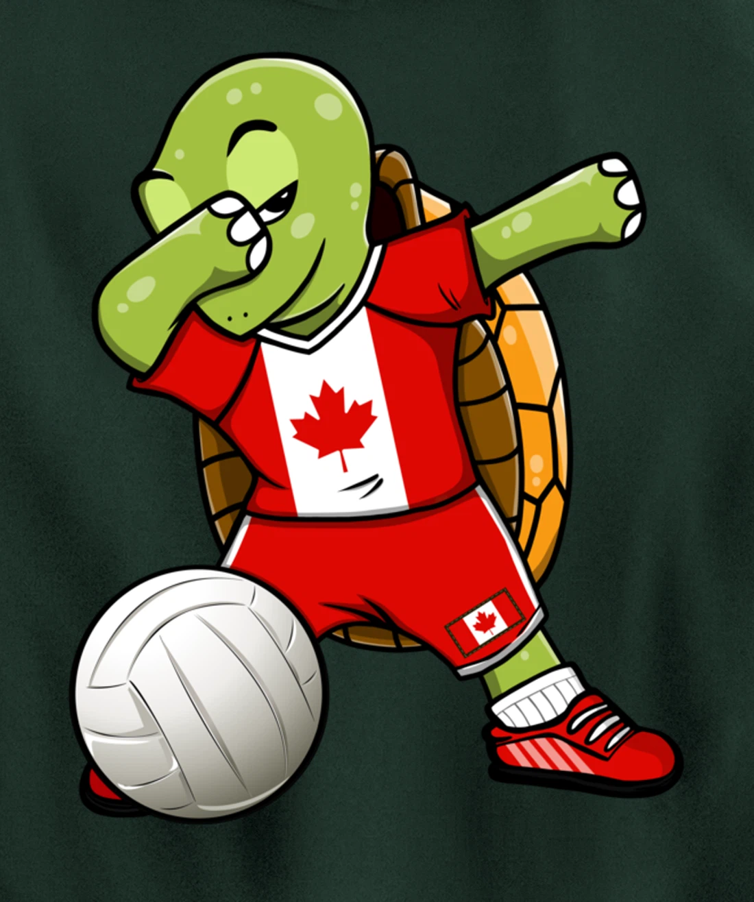 Dabbing Turtle Canada Volleyball Fans Jersey Canadian Flag Pullover Hoodie