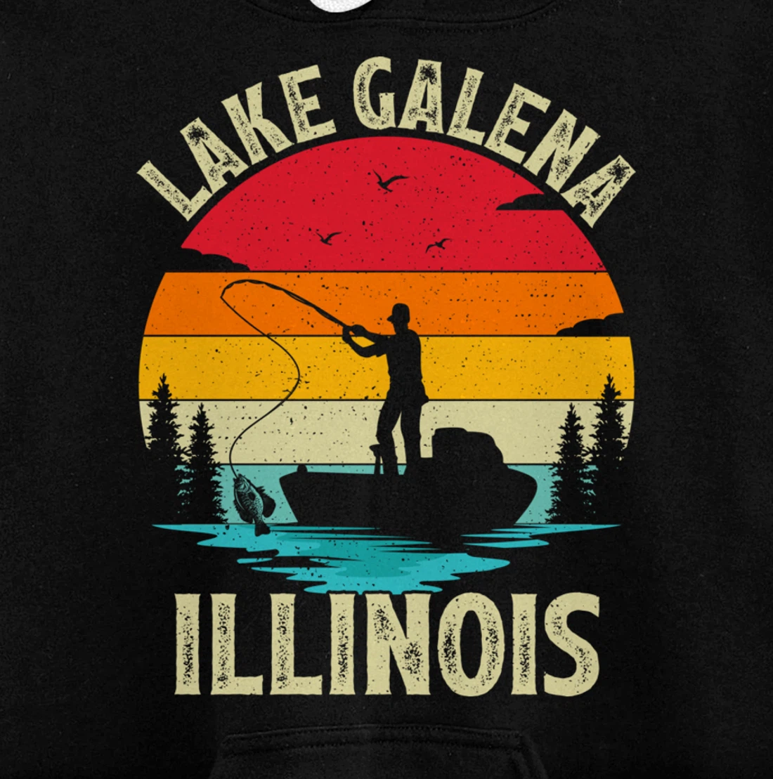 Summer Vacation Fishing Vintage Retro Illinois Galena Lake Pullover Hoodie