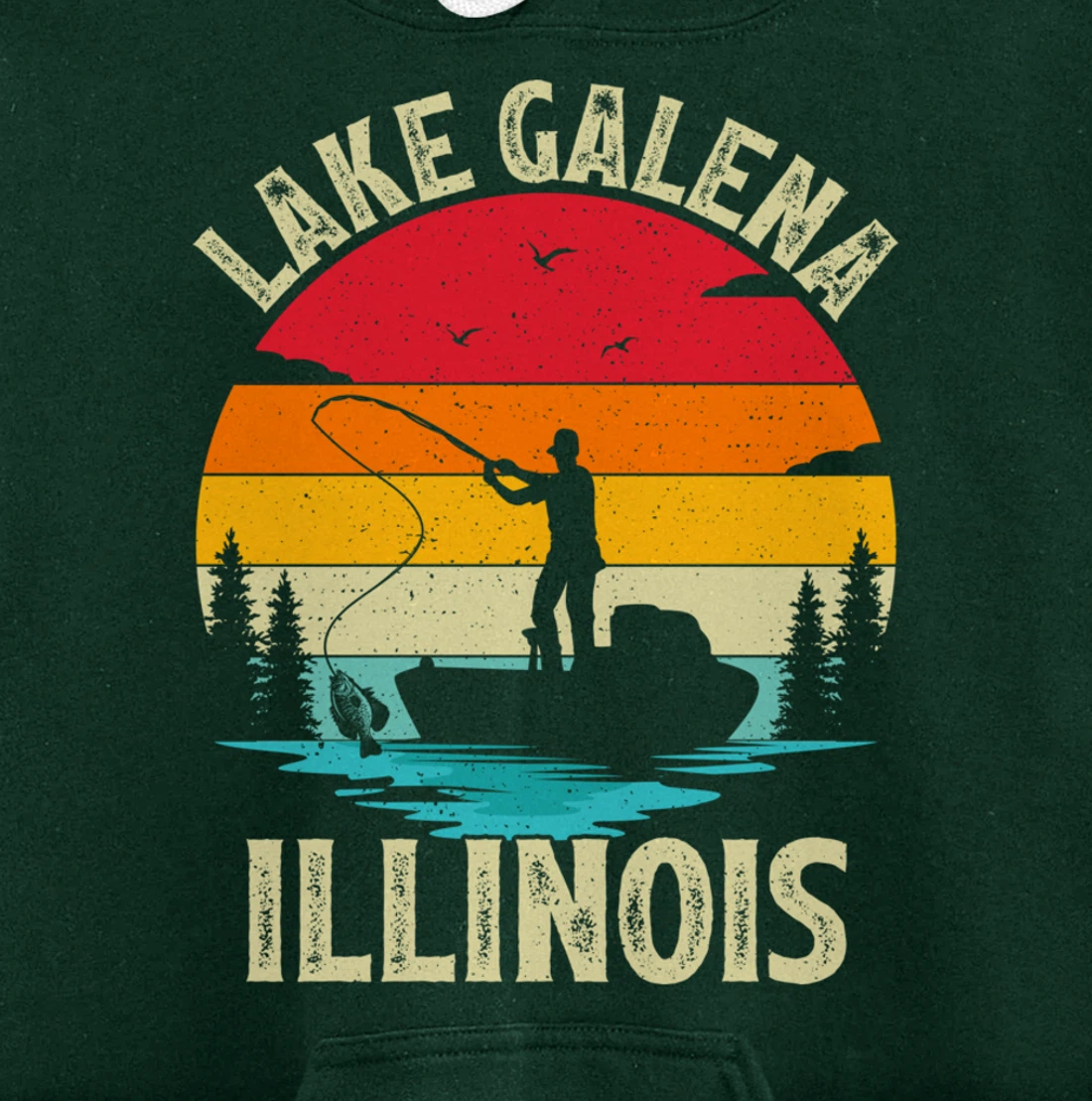 Summer Vacation Fishing Vintage Retro Illinois Galena Lake Pullover Hoodie