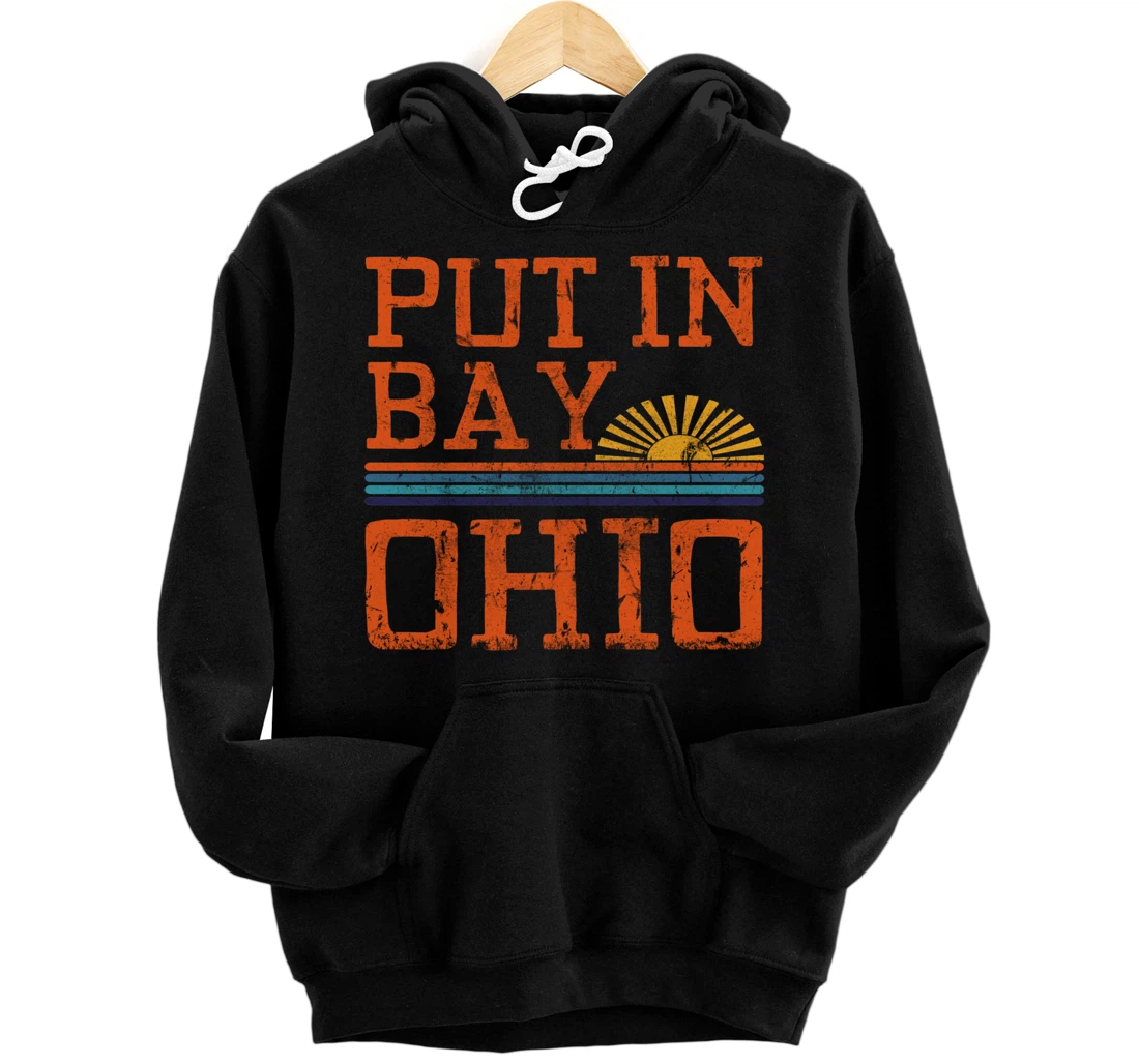 Put In Bay Ohio Retro Sunset 70s 80s Lake Erie Vintage Pullover Hoodie