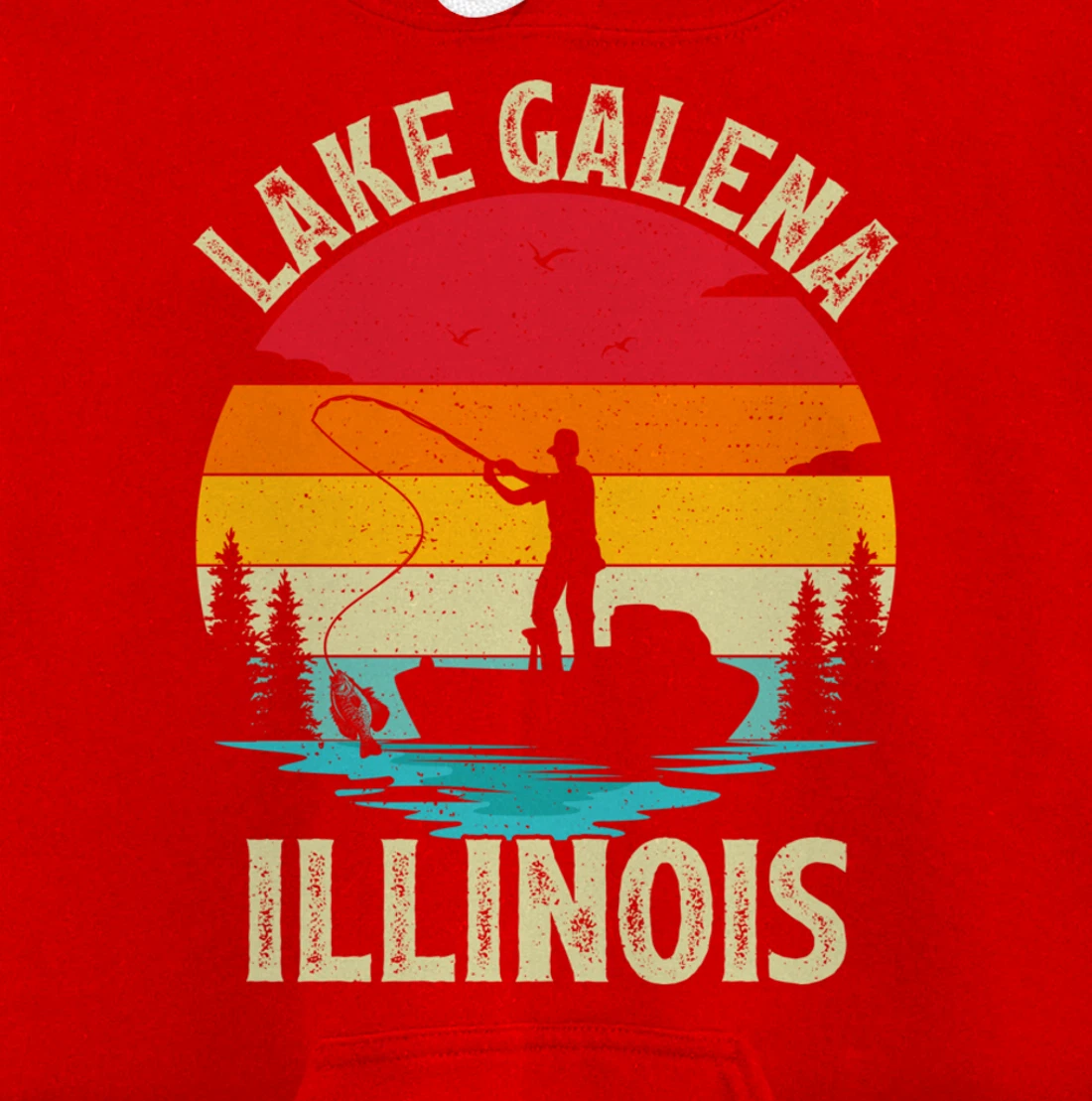 Summer Vacation Fishing Vintage Retro Illinois Galena Lake Pullover Hoodie