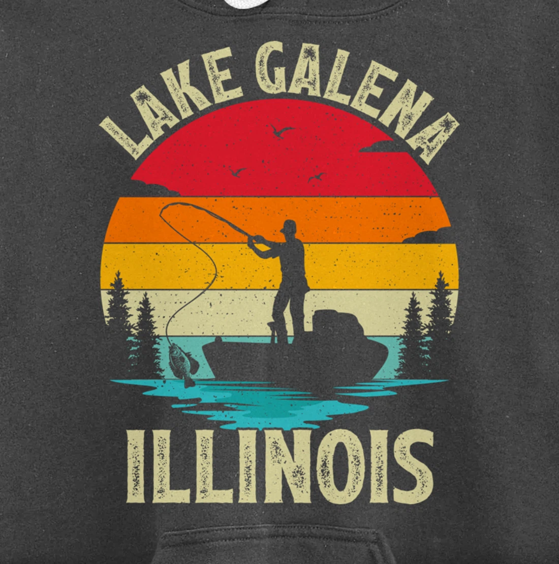 Summer Vacation Fishing Vintage Retro Illinois Galena Lake Pullover Hoodie
