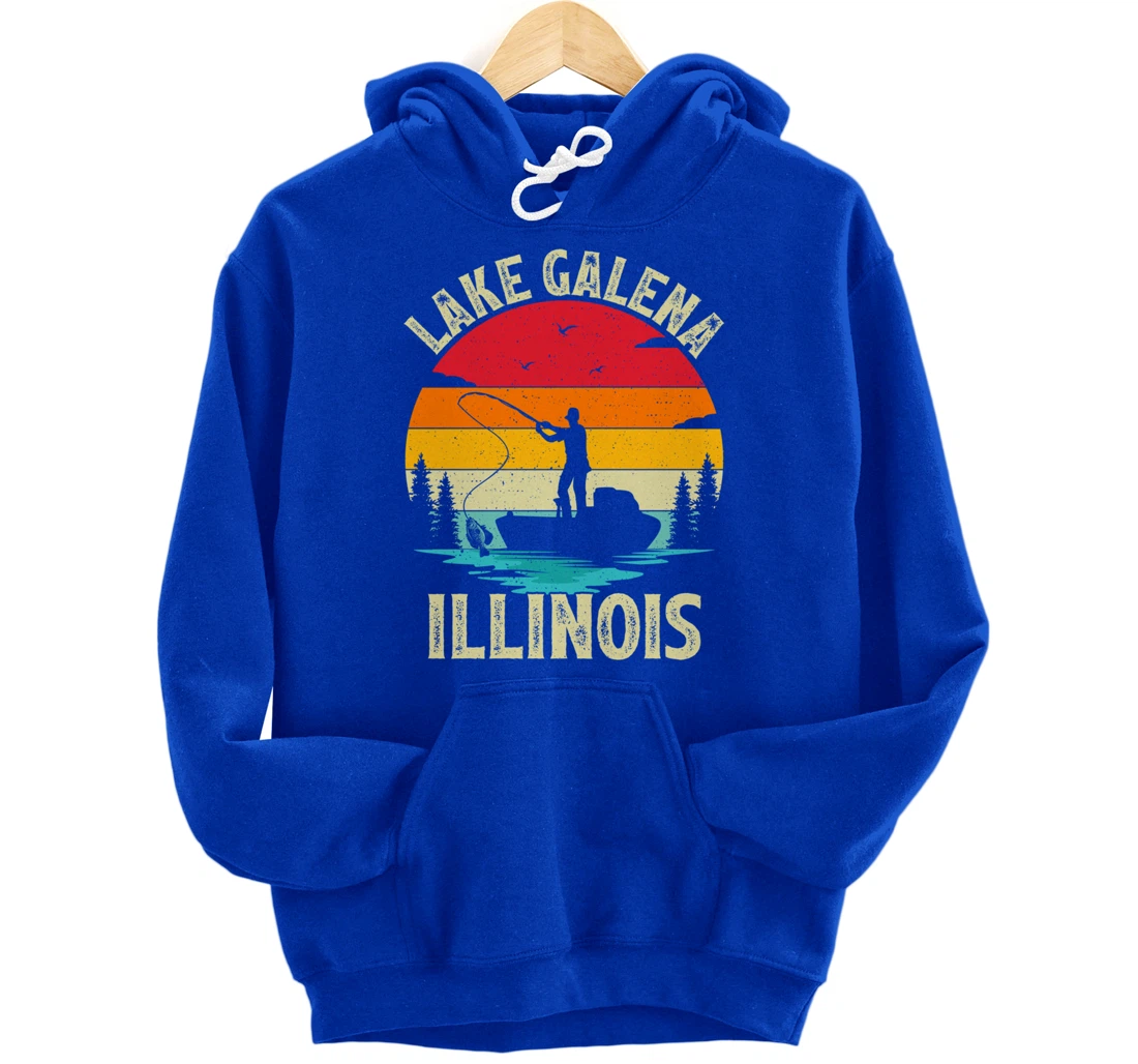 Summer Vacation Fishing Vintage Retro Illinois Galena Lake Pullover Hoodie