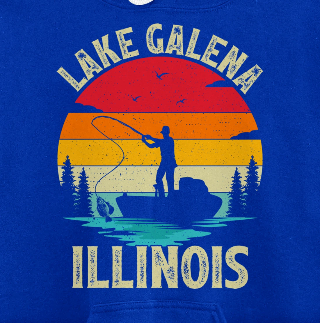 Summer Vacation Fishing Vintage Retro Illinois Galena Lake Pullover Hoodie