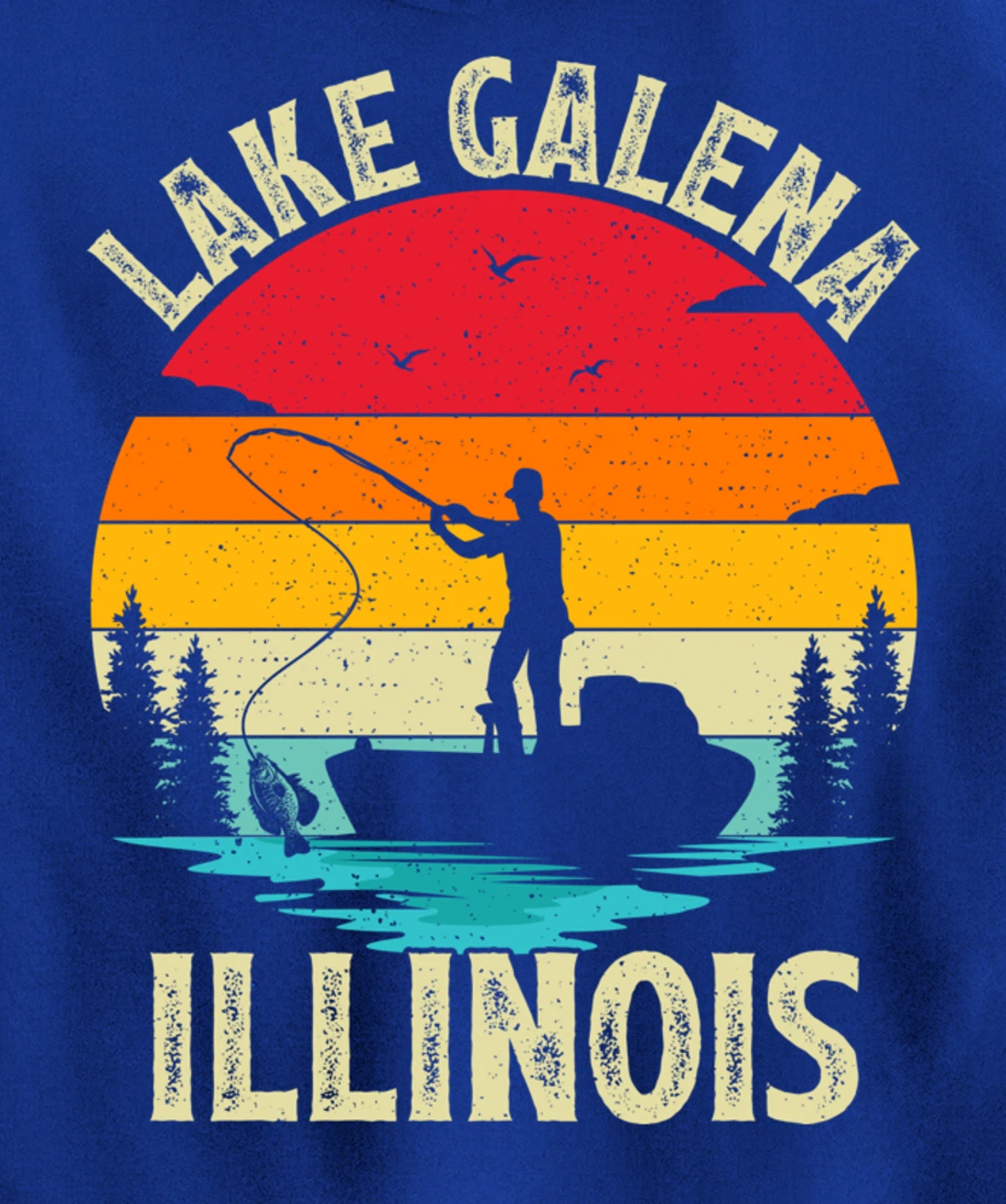 Summer Vacation Fishing Vintage Retro Illinois Galena Lake Pullover Hoodie
