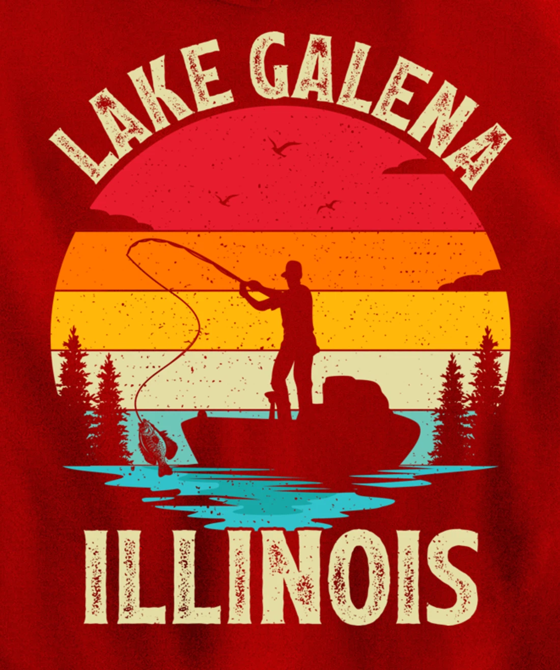 Summer Vacation Fishing Vintage Retro Illinois Galena Lake Pullover Hoodie