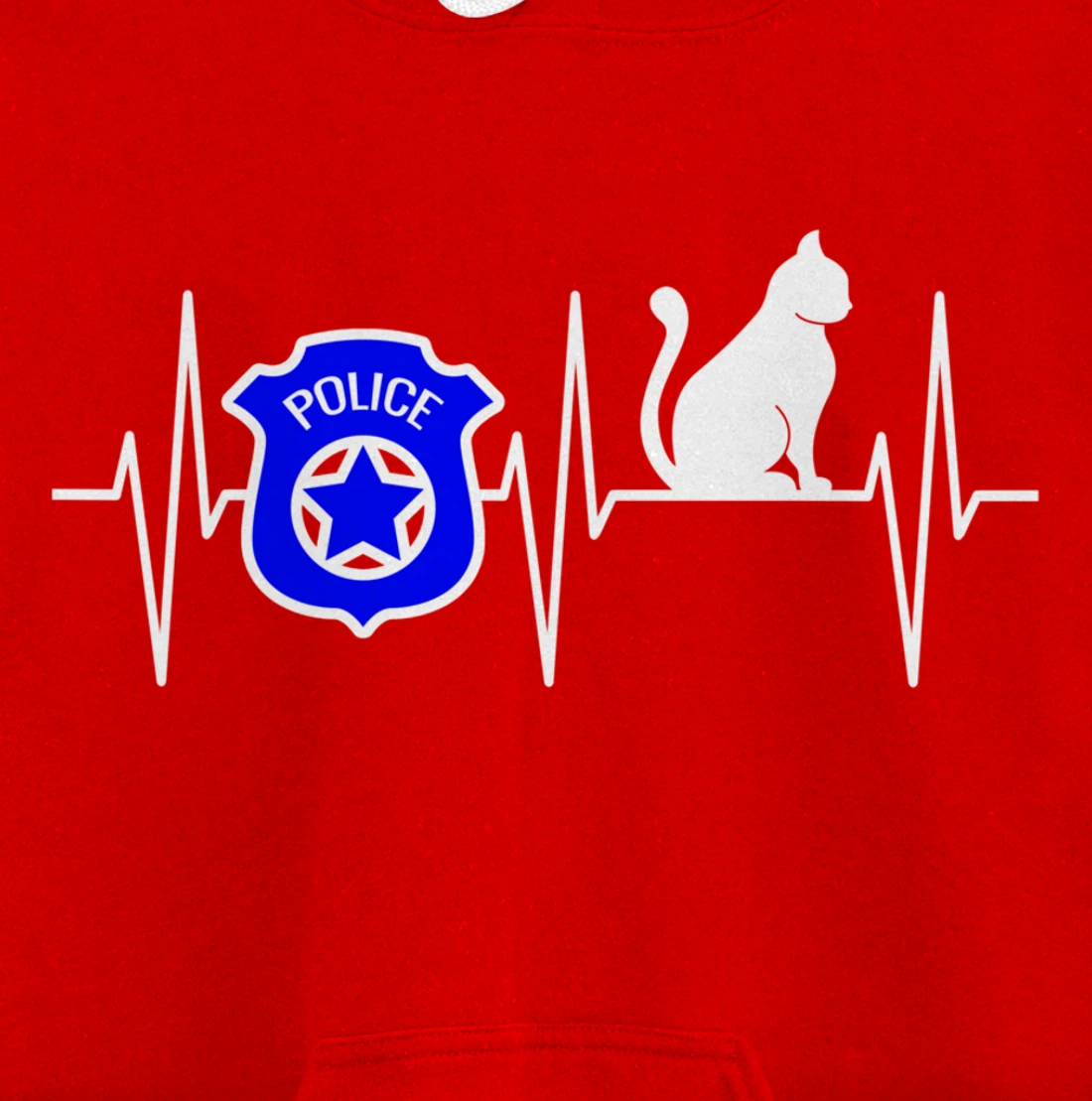 Police Shirt Cat Lover Police Officer Heartbeat Cop Cat Pullover Hoodie