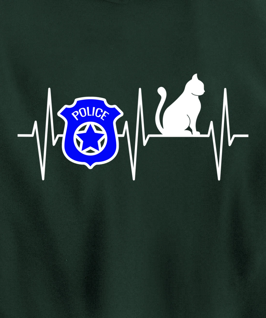 Police Shirt Cat Lover Police Officer Heartbeat Cop Cat Pullover Hoodie