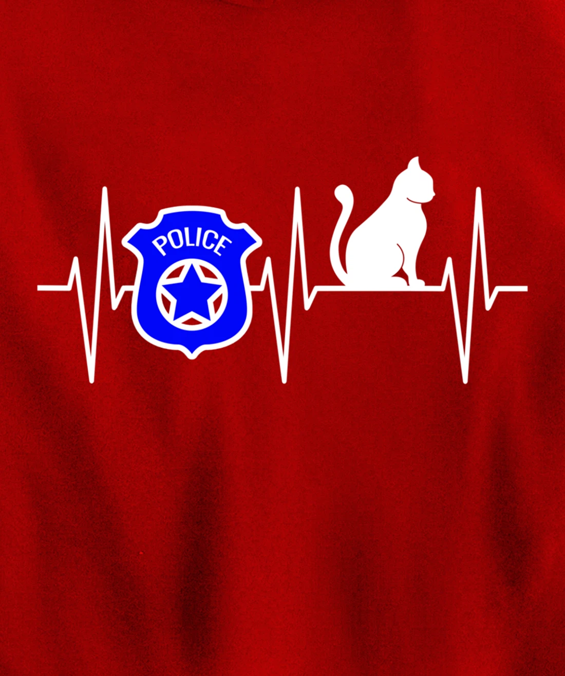 Police Shirt Cat Lover Police Officer Heartbeat Cop Cat Pullover Hoodie