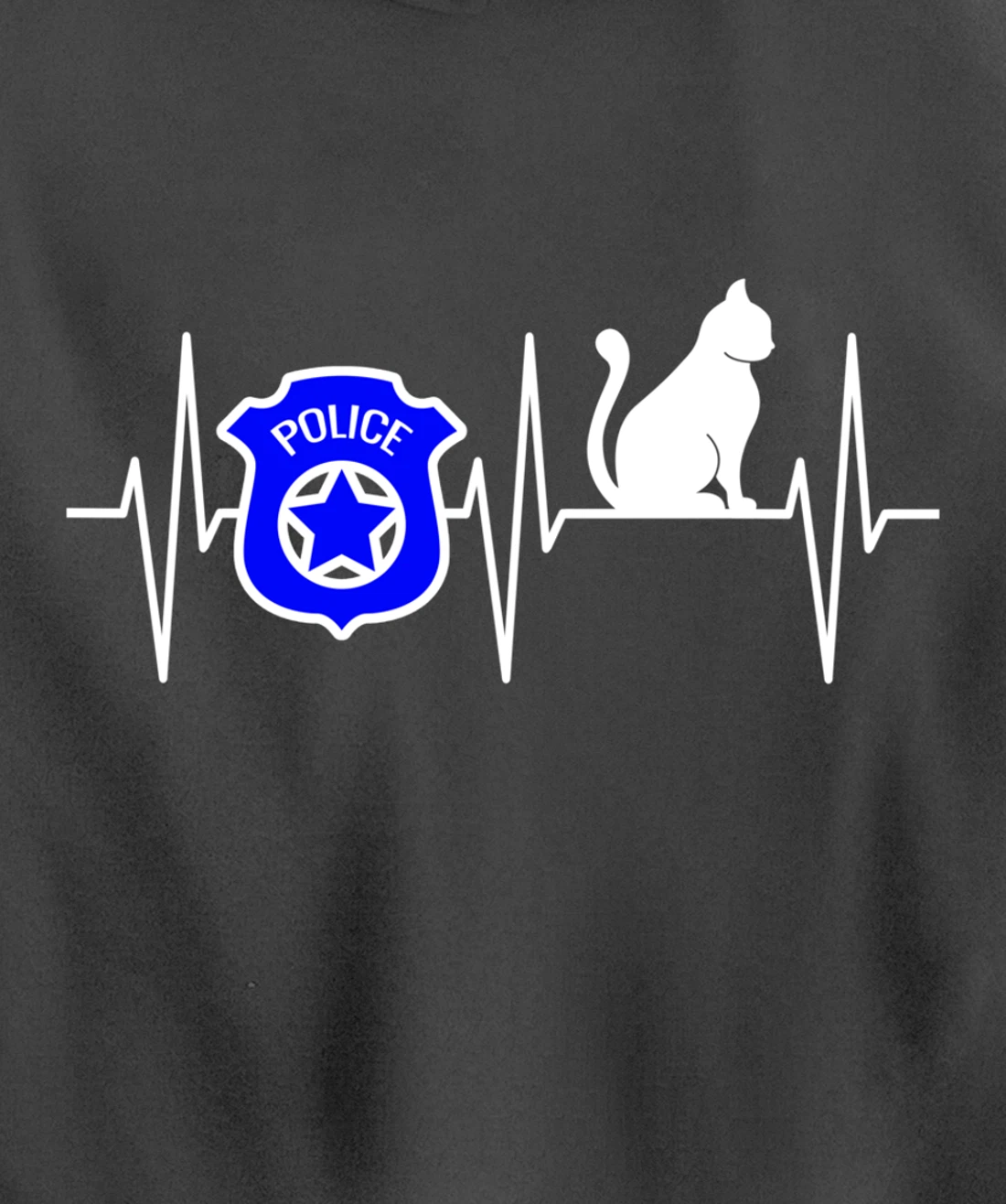 Police Shirt Cat Lover Police Officer Heartbeat Cop Cat Pullover Hoodie
