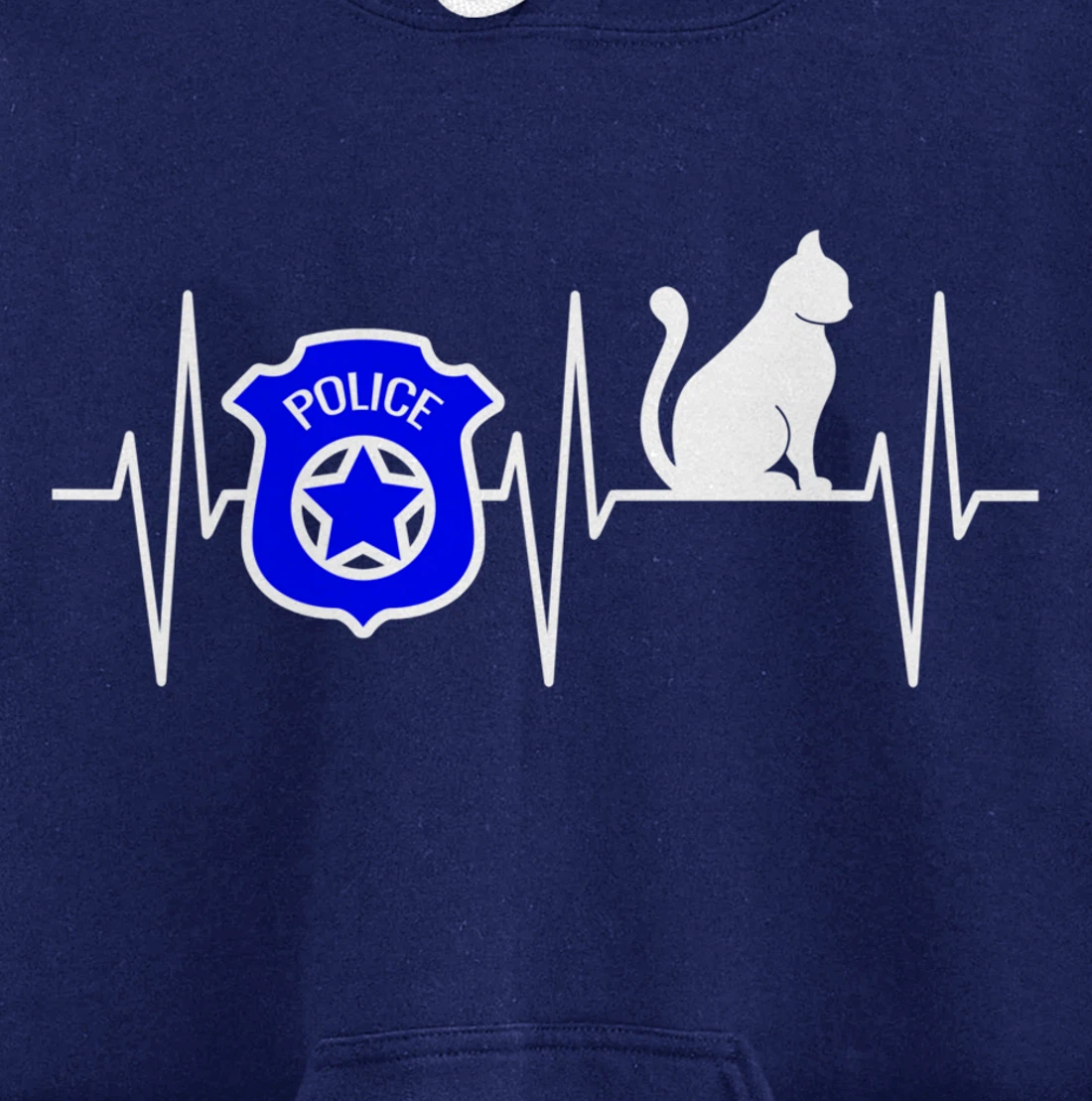 Police Shirt Cat Lover Police Officer Heartbeat Cop Cat Pullover Hoodie
