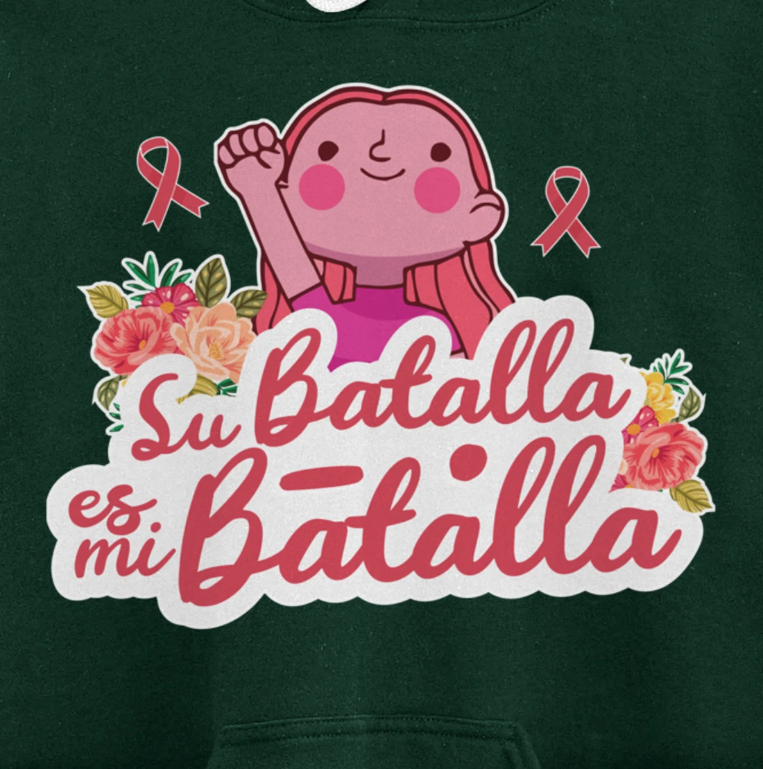 Cute We Wear Pink Spanish Breast Cancer Support Espanol Pullover Hoodie