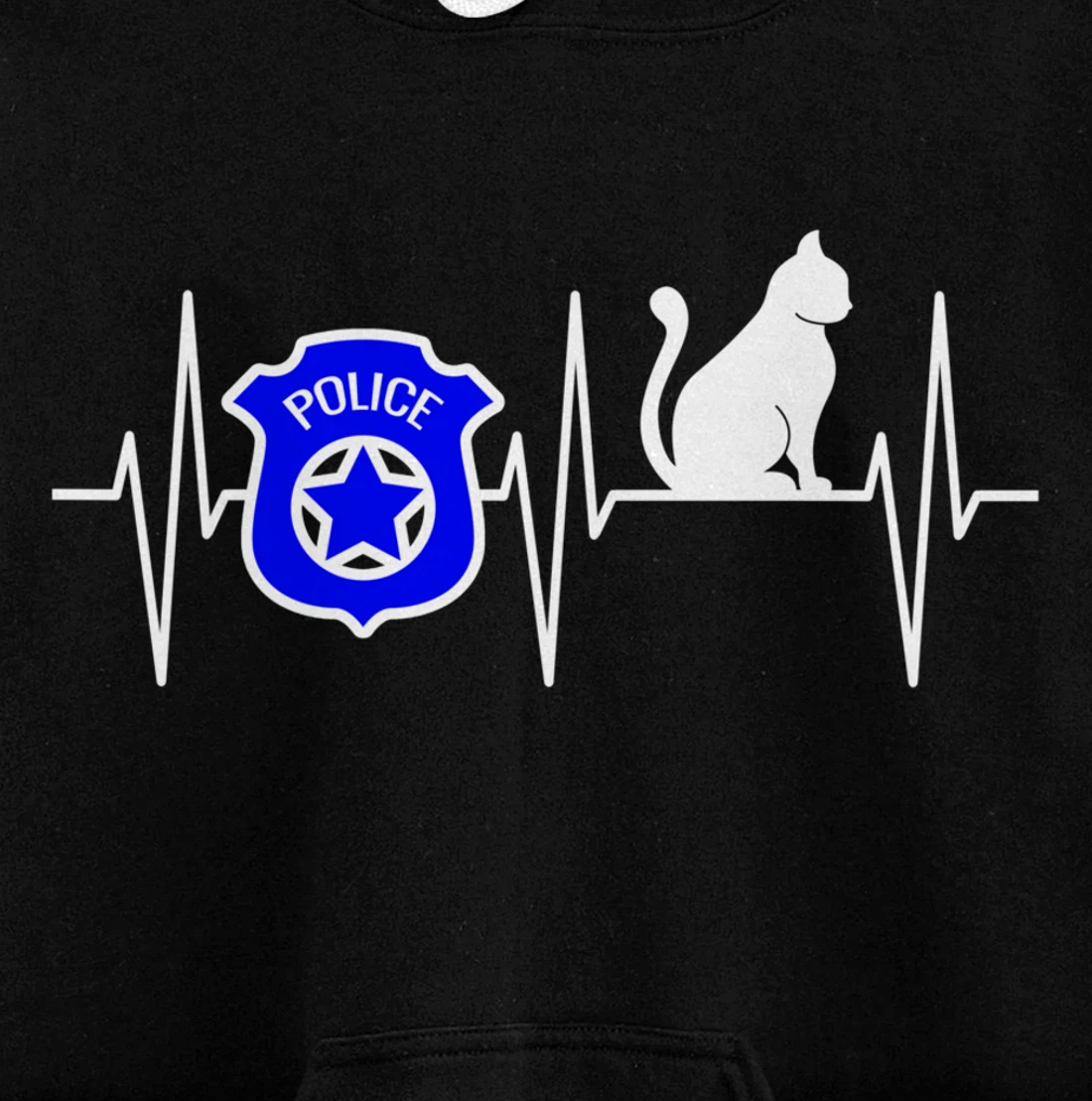 Police Shirt Cat Lover Police Officer Heartbeat Cop Cat Pullover Hoodie